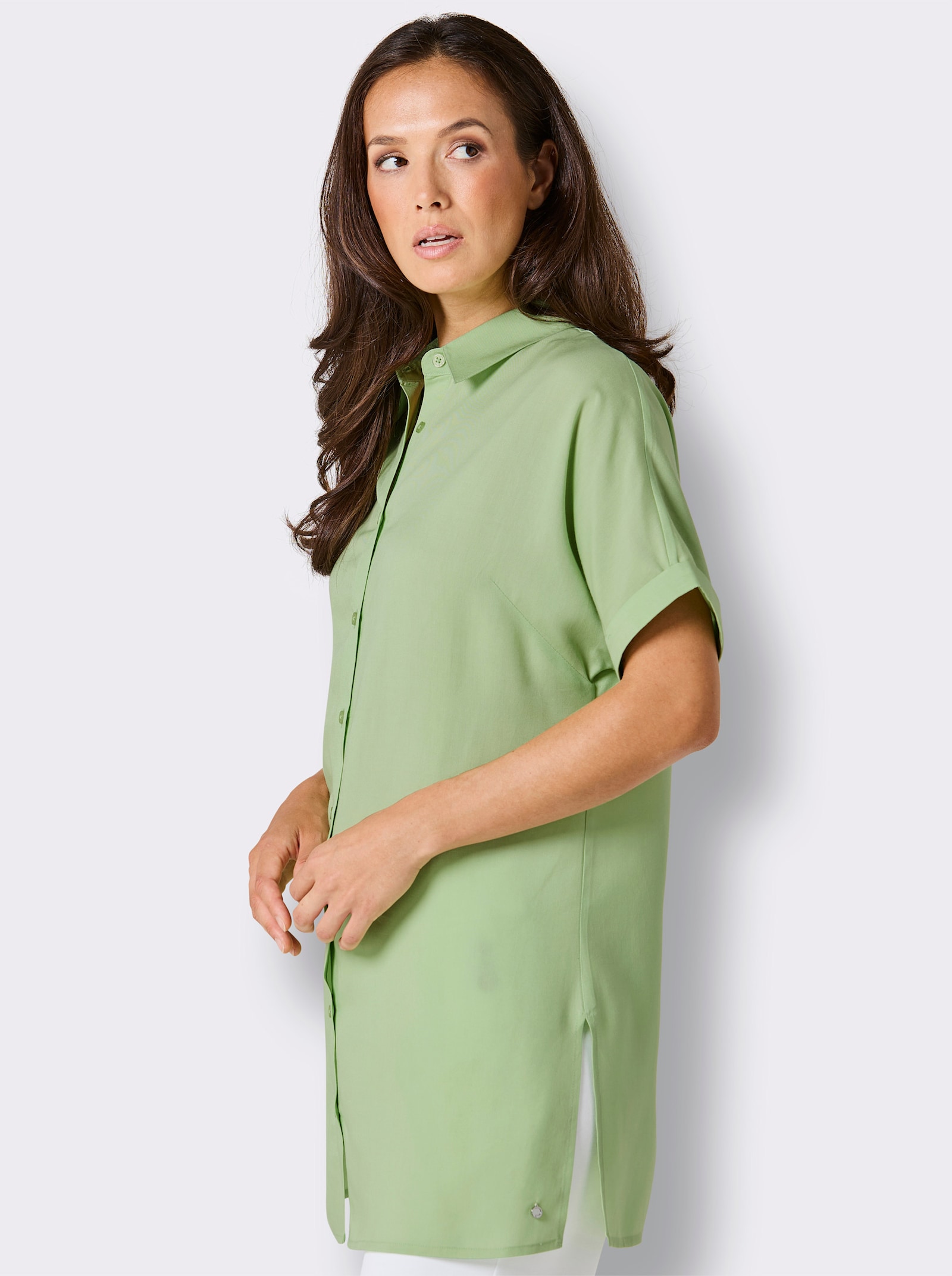 CREATION L PREMIUM Longbluse mit Druck-Dessin - reseda