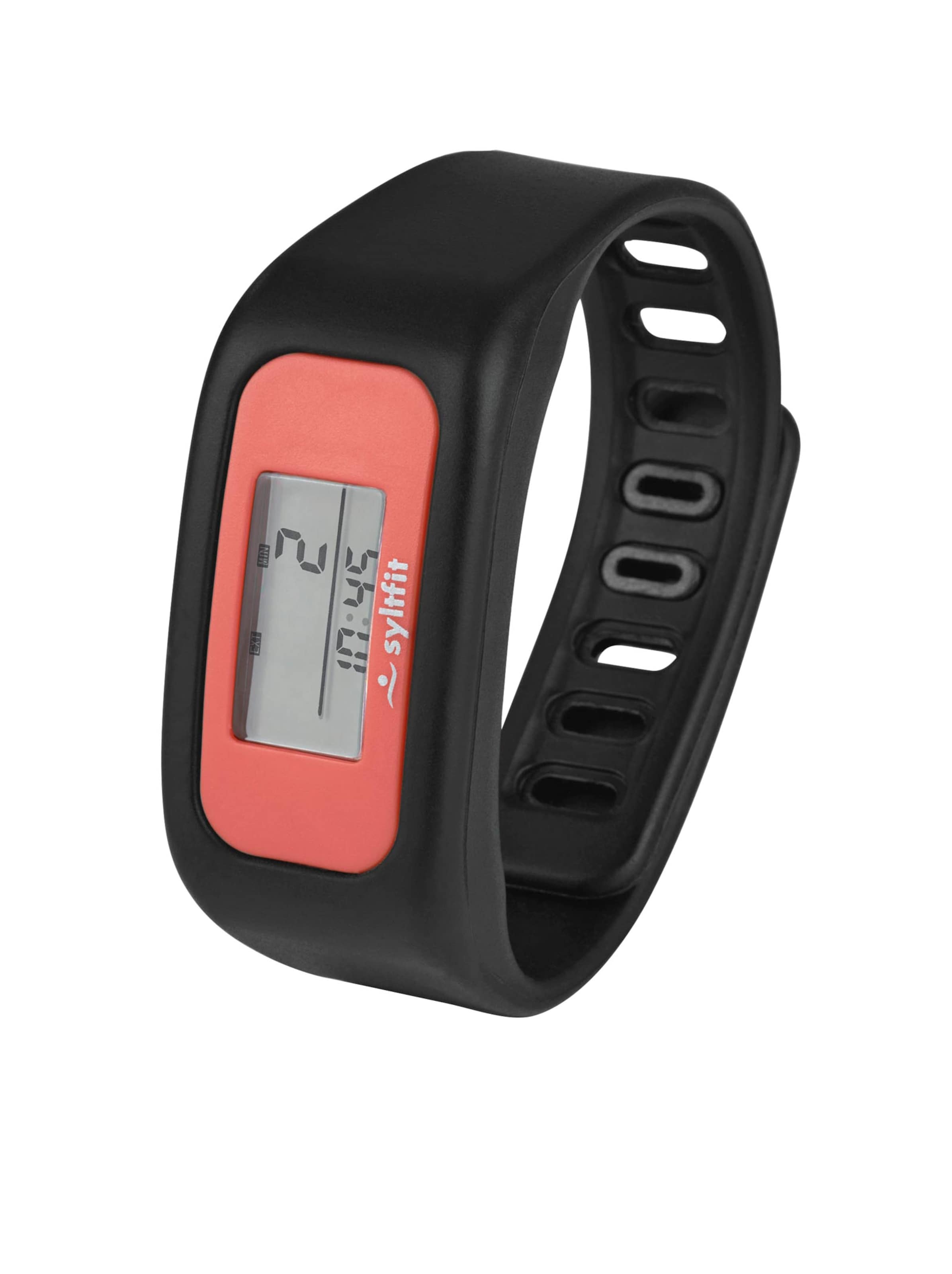 Fitnessuhr - schwarz-koralle