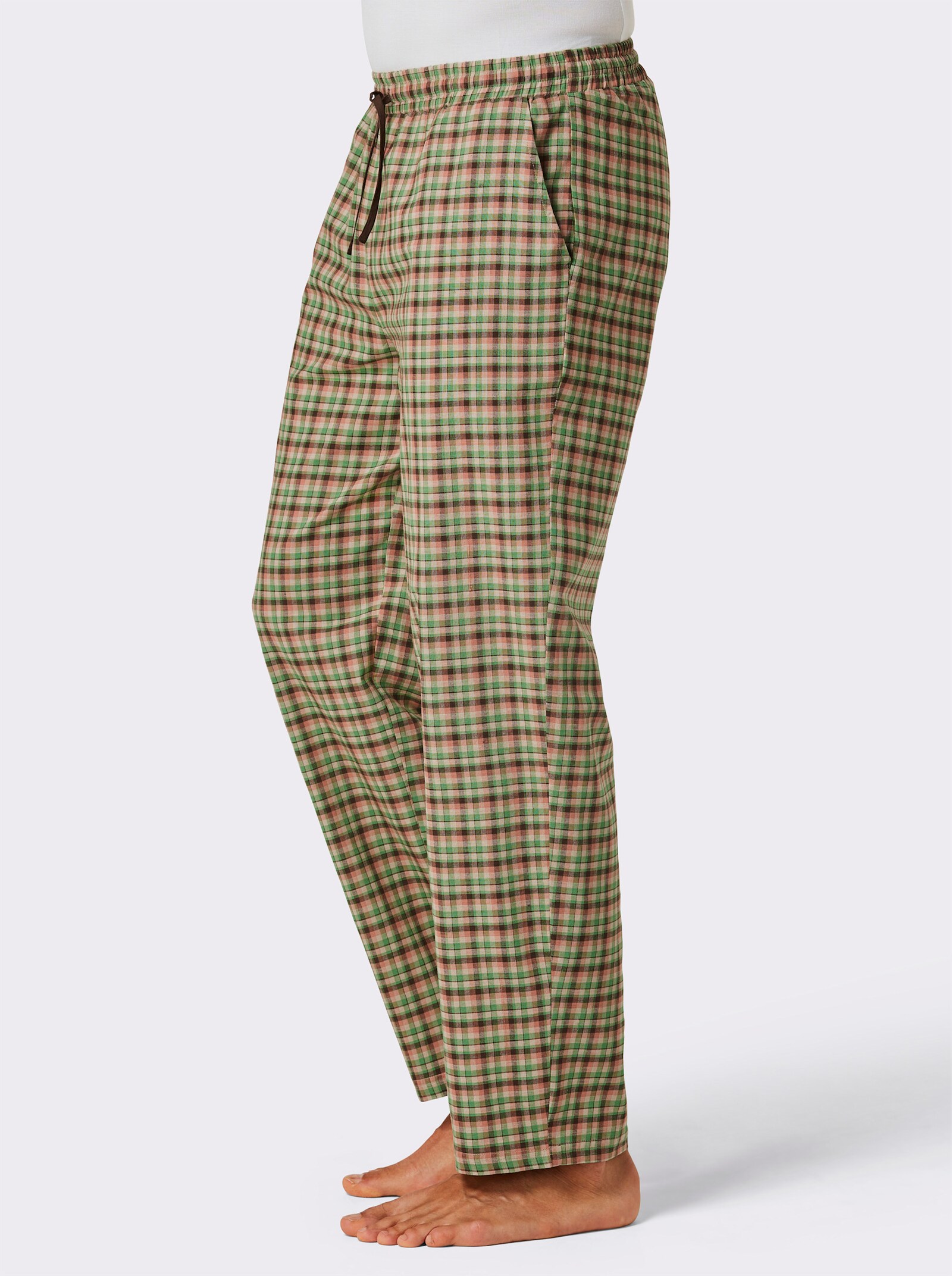 wäschepur men Broek, lang - beige/choco geruit