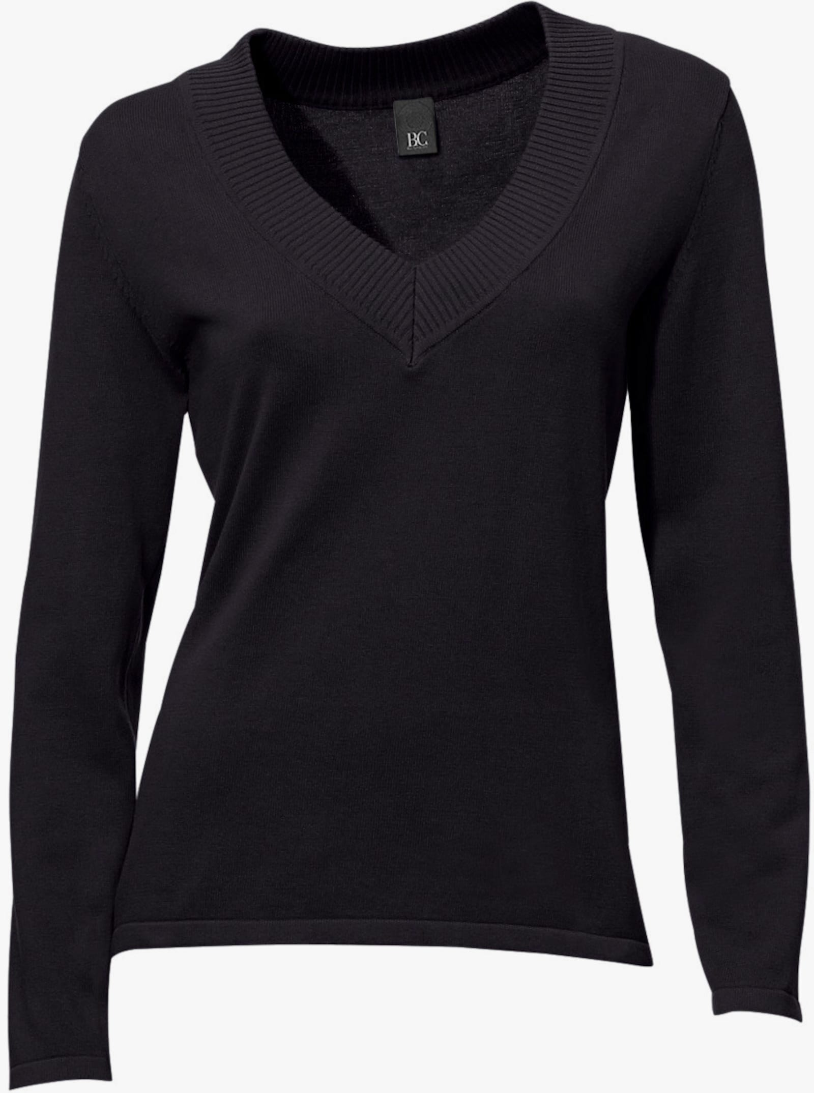 heine V-Ausschnitt-Pullover aus reiner Baumwolle - schwarz