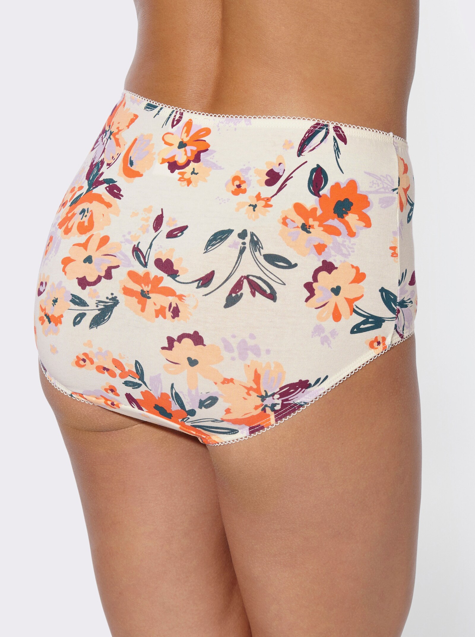 Taillenslip im 5er-Pack - champagner-bedruckt + orange + apricot + bordeaux
