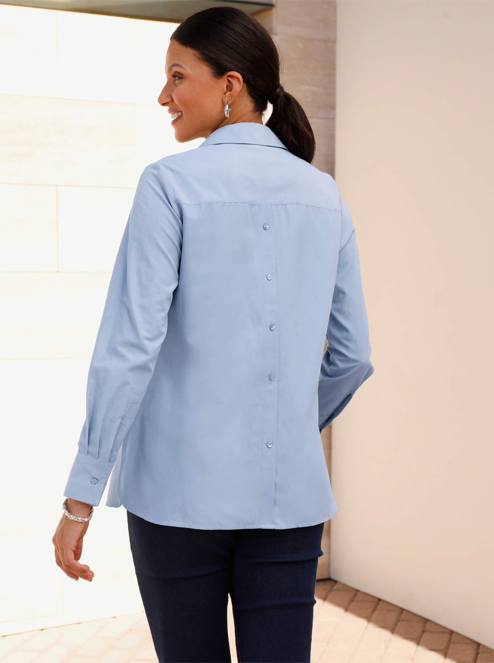 Longbluse mit langen Seitenschlitzen - bleu