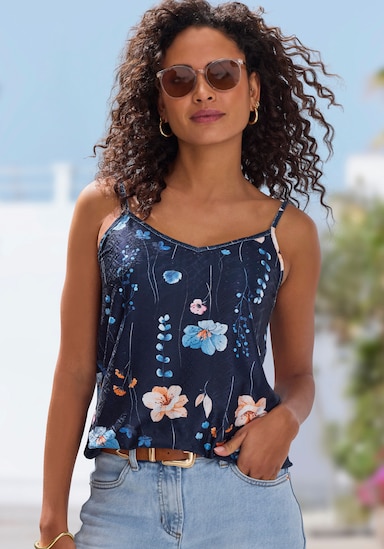 Vivance Spaghettitop - creme + navy