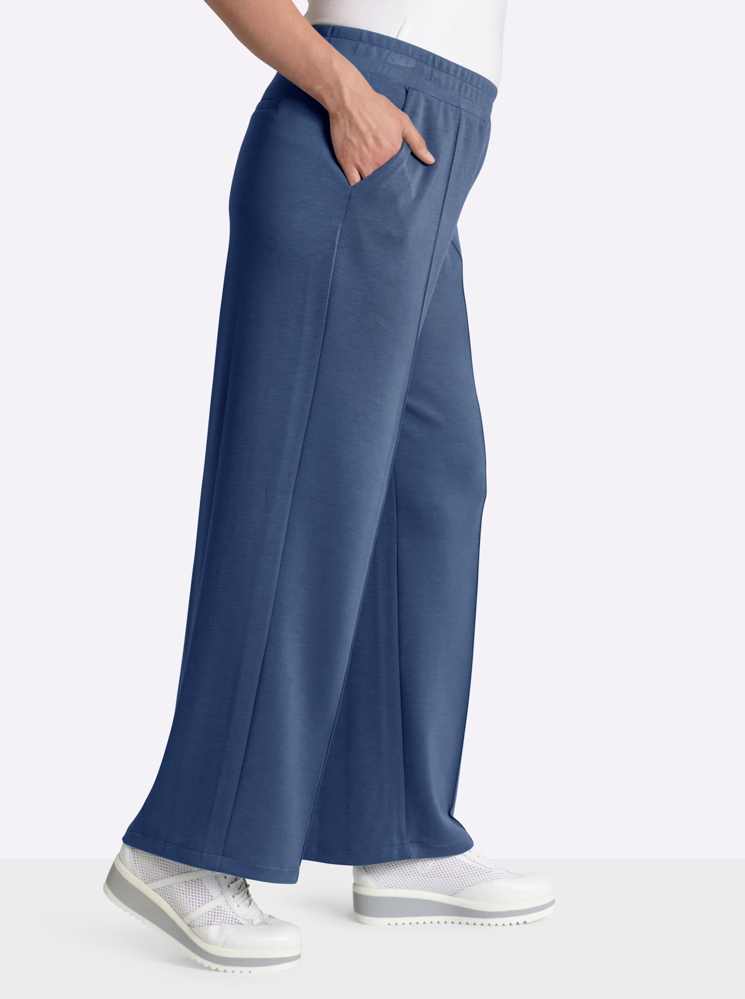 Damen Jerseyhose in weich fließender Qualität jeansblau, Größe 50 - Bild 3