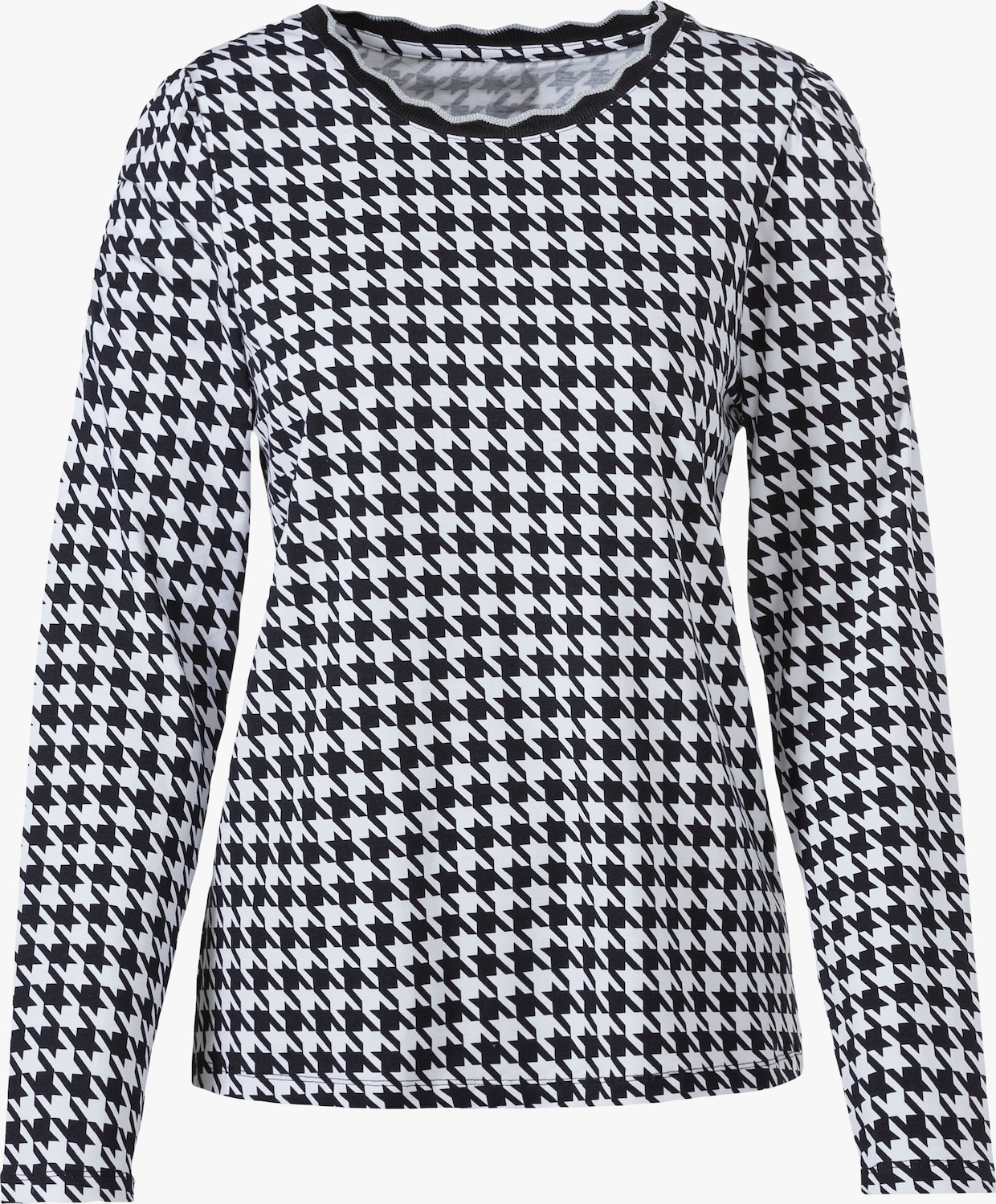 Shirt met ronde hals - zwart/wit gedessineerd