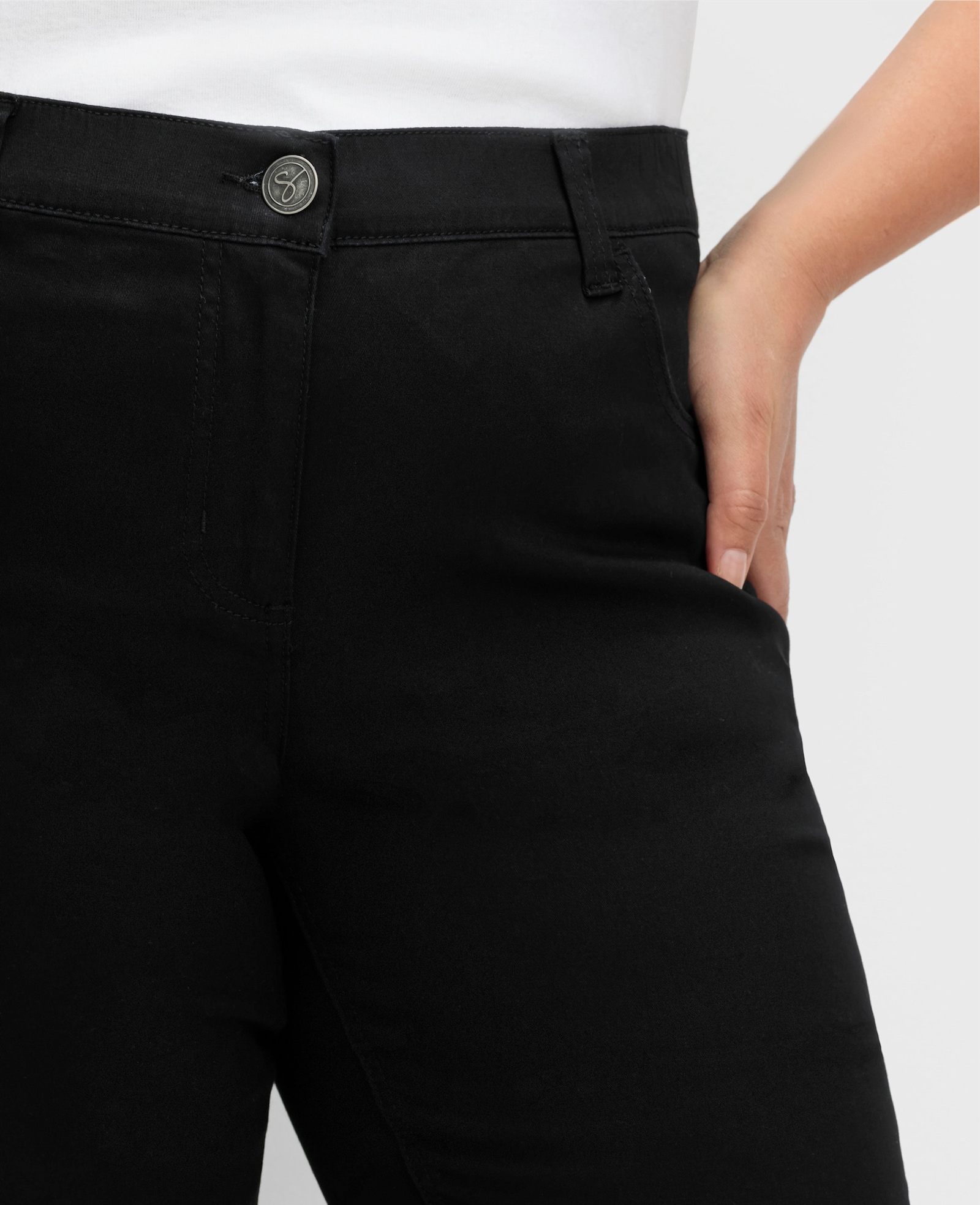 sheego Bootcut-broek met elastische band - zwart