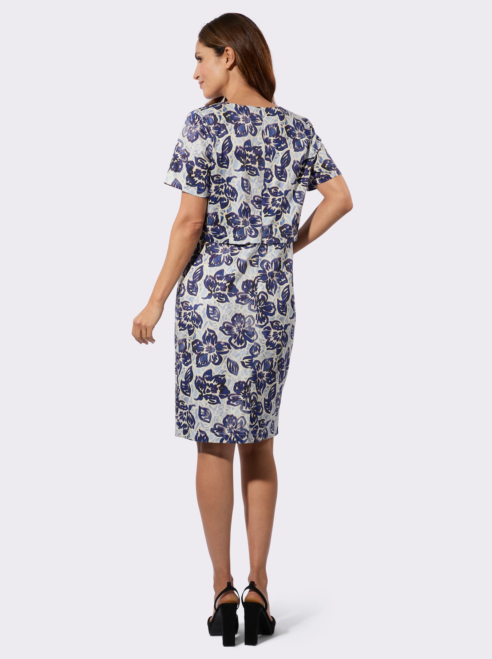 Jurk met print in 2-in-1-look - koningsblauw/marine bedrukt