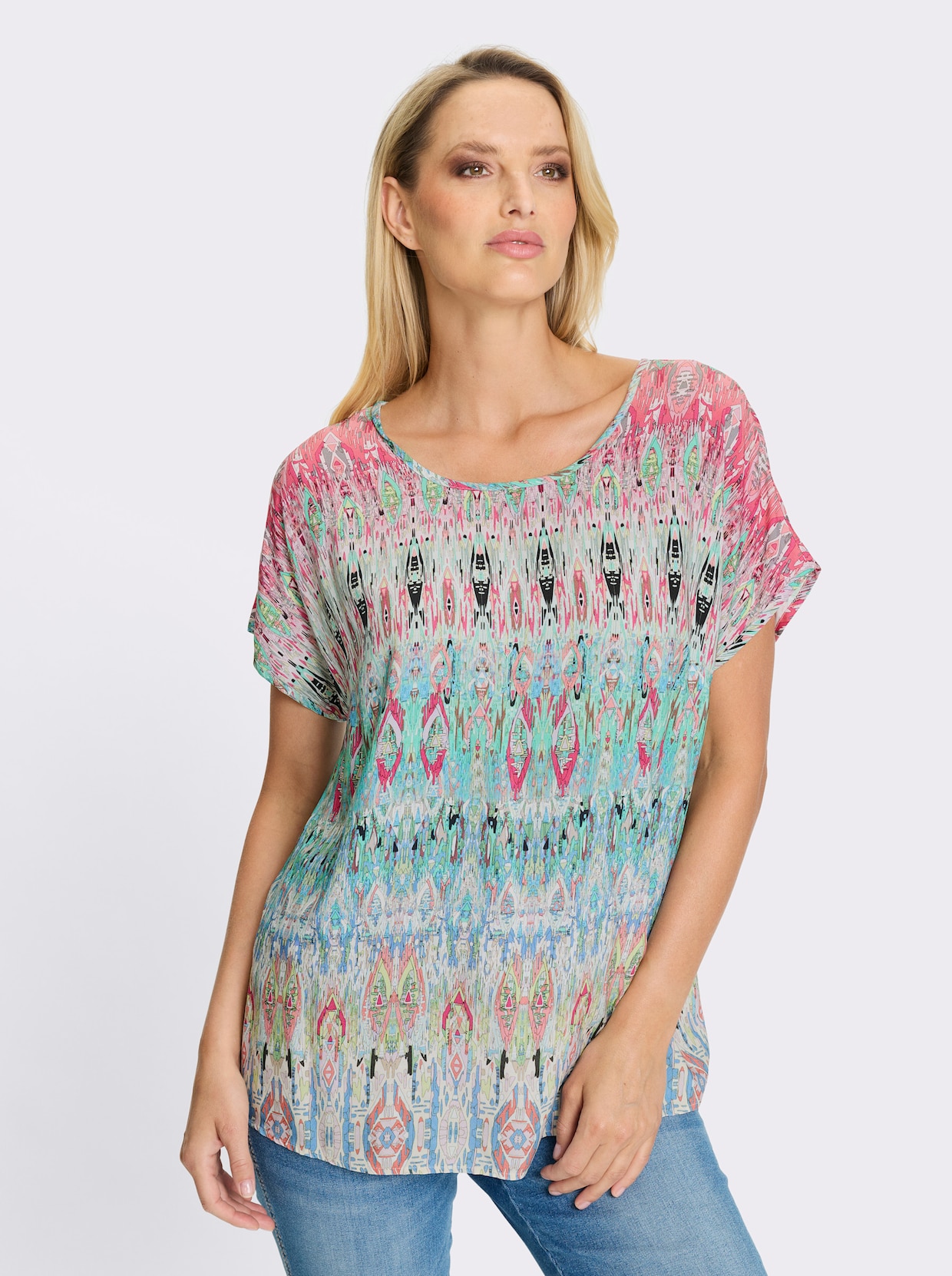 heine Druckbluse - rosé-schilf-bedruckt