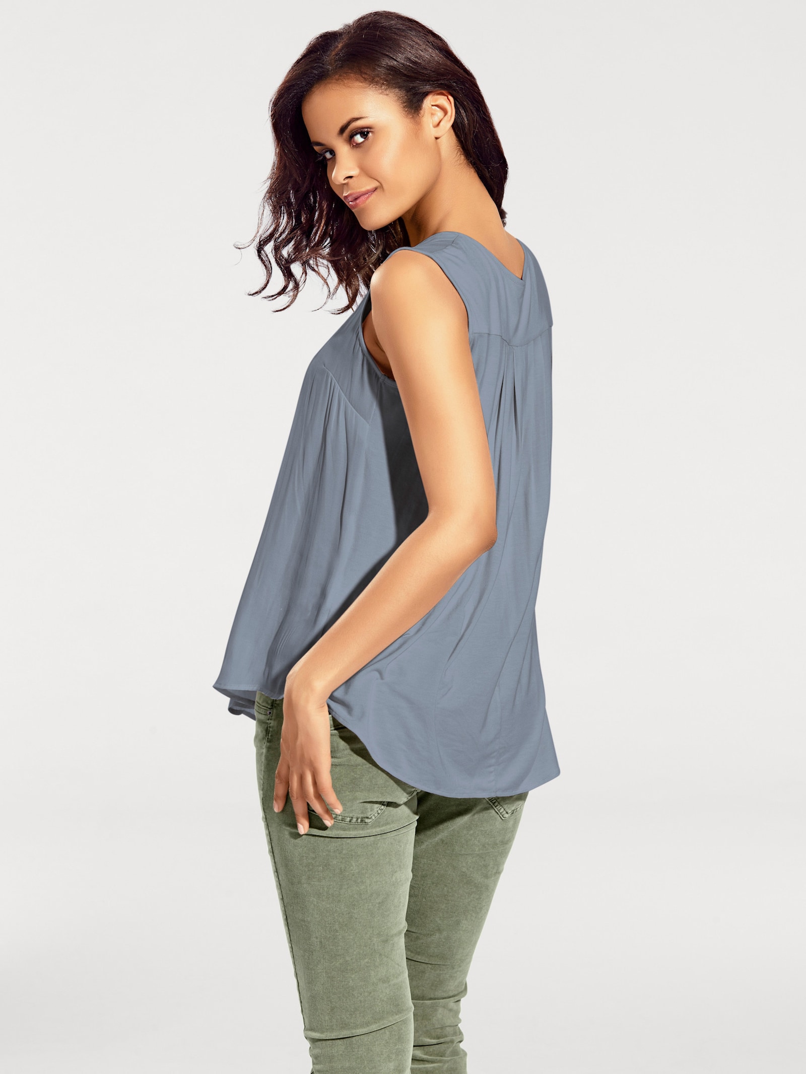 heine Blusenshirt mit Knopfleiste - rauchblau