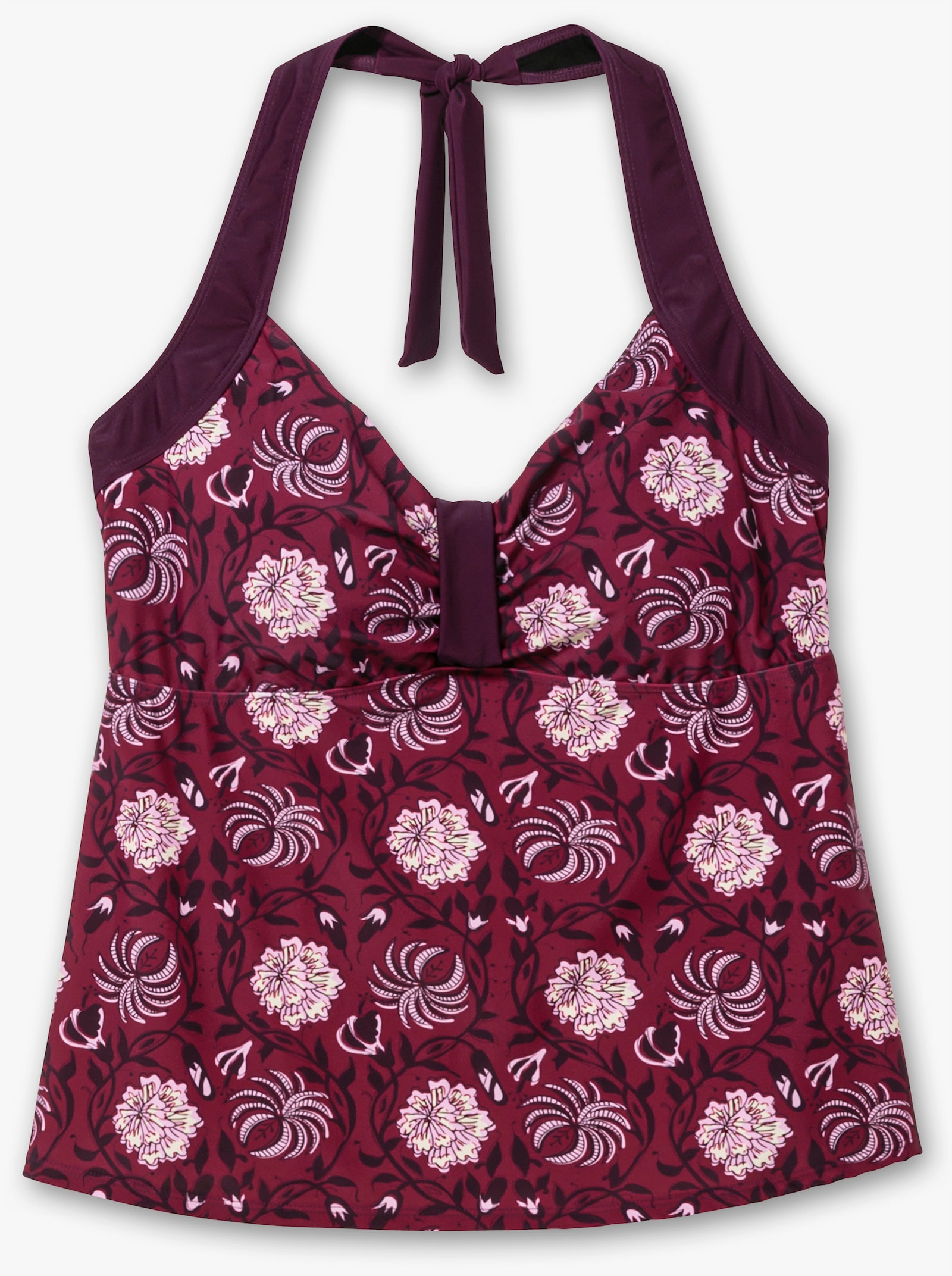 sheego by Joe Browns Tankini-Oberteil mit Neckholderträgern - beere-gemustert