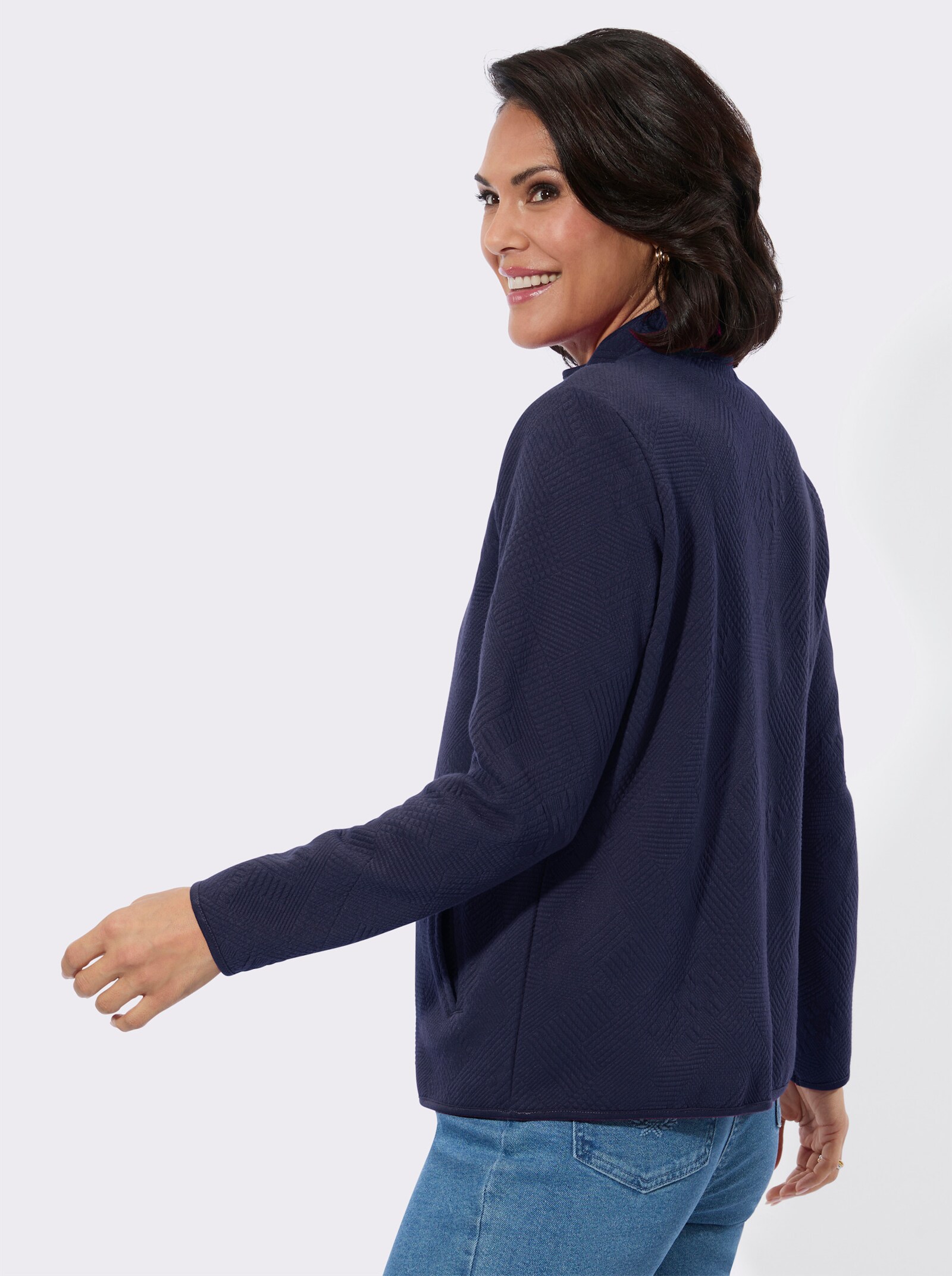 Shirtjacke im Jacquard-Mustermix - marine