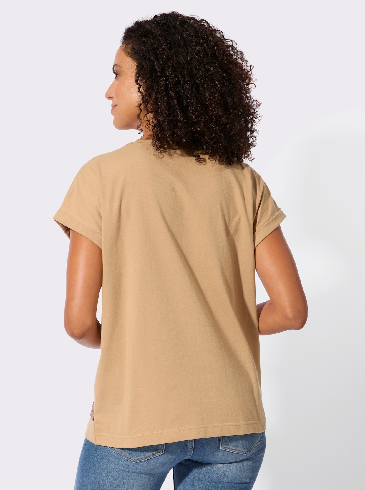 Shirt mit platziertem Druckmuster - camel-ecru-bedruckt