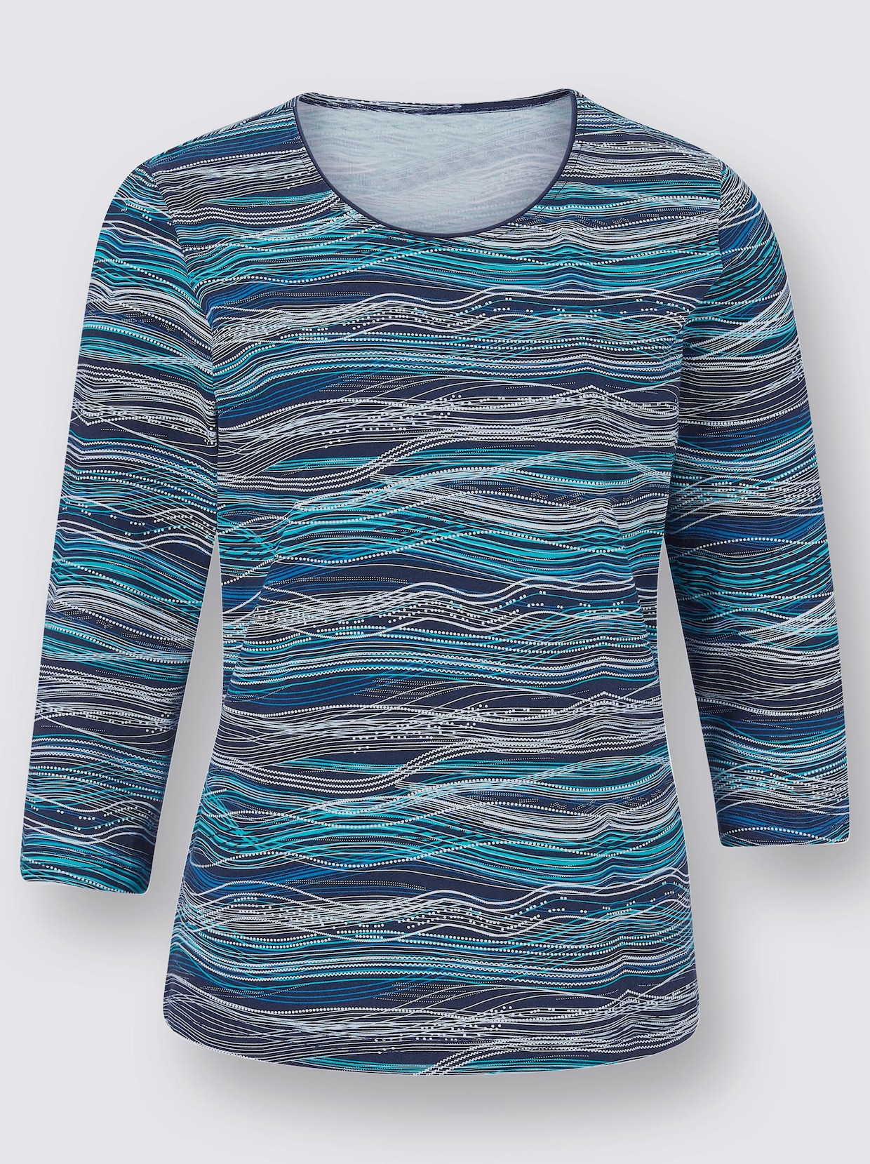 Shirt met 3/4-mouw - marine/turquoise gedessineerd