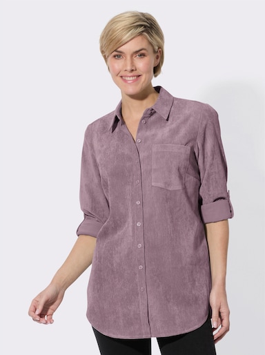 Longbluse mit krempelbaren Ärmeln - mauve