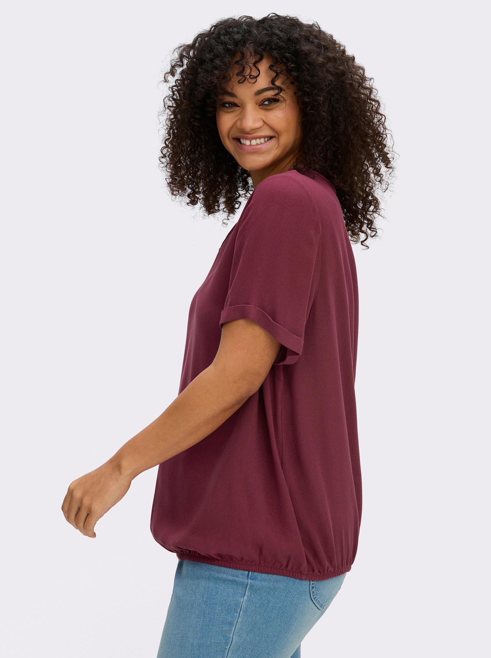 sheego Tunika mit verlängerten Halbärmeln - bordeaux