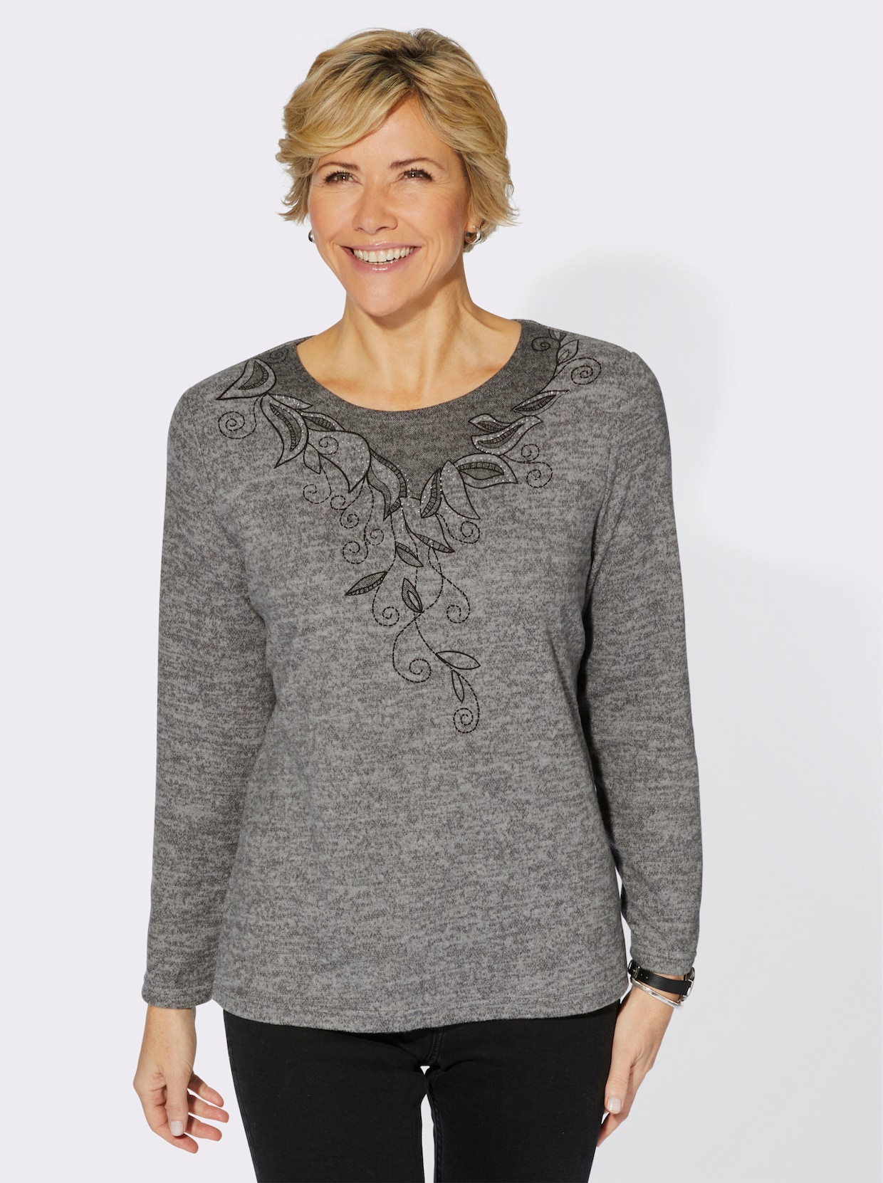 Shirt met lange mouwen - steengrijs/gemêleerd