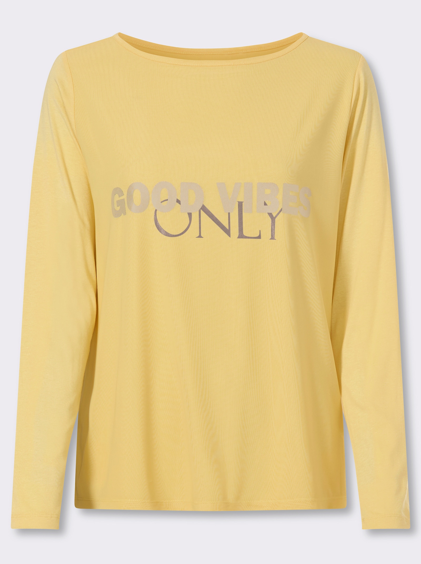 heine Langarmshirt mit Foliendruck - zitrone-anthrazit