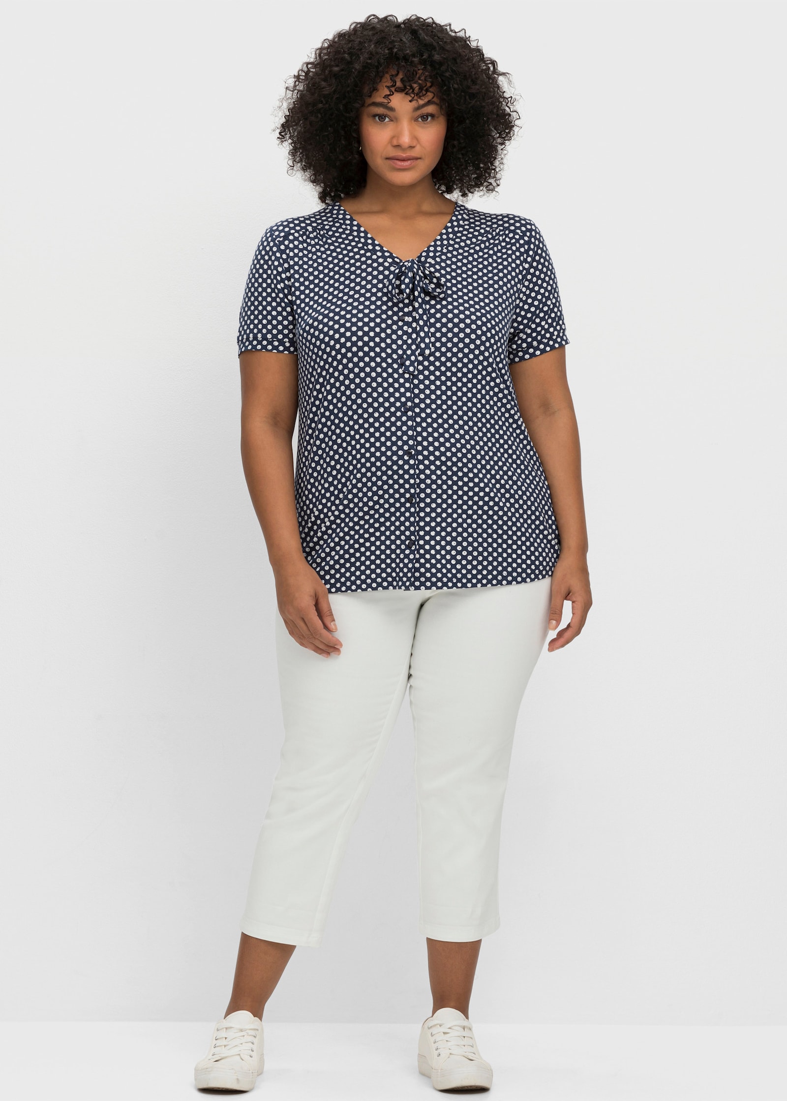 sheego by Joe Browns Shirt met stippenprint - marine gedessineerd