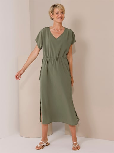 Sommerkleid mit Tunnelzug in der Taille - khaki
