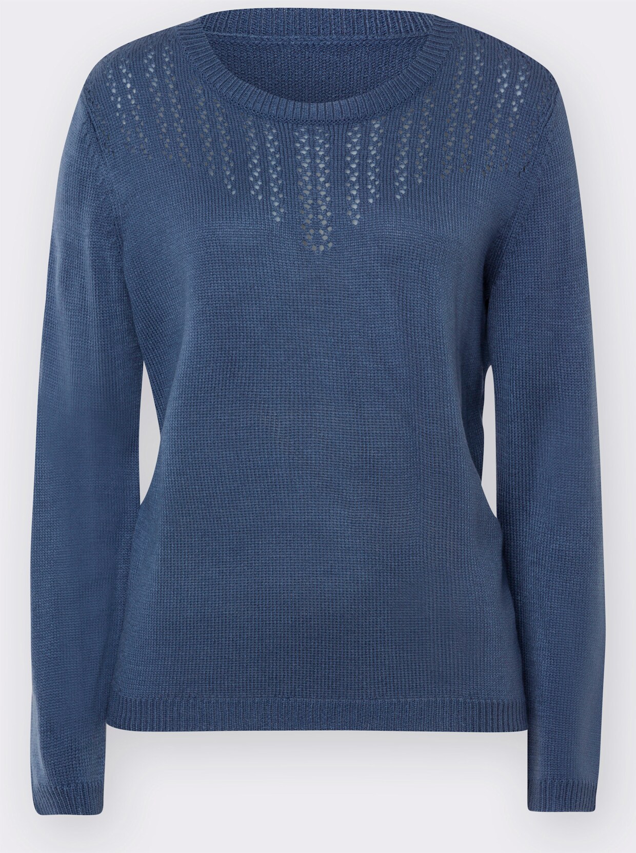 Pullover met ronde hals - rookblauw