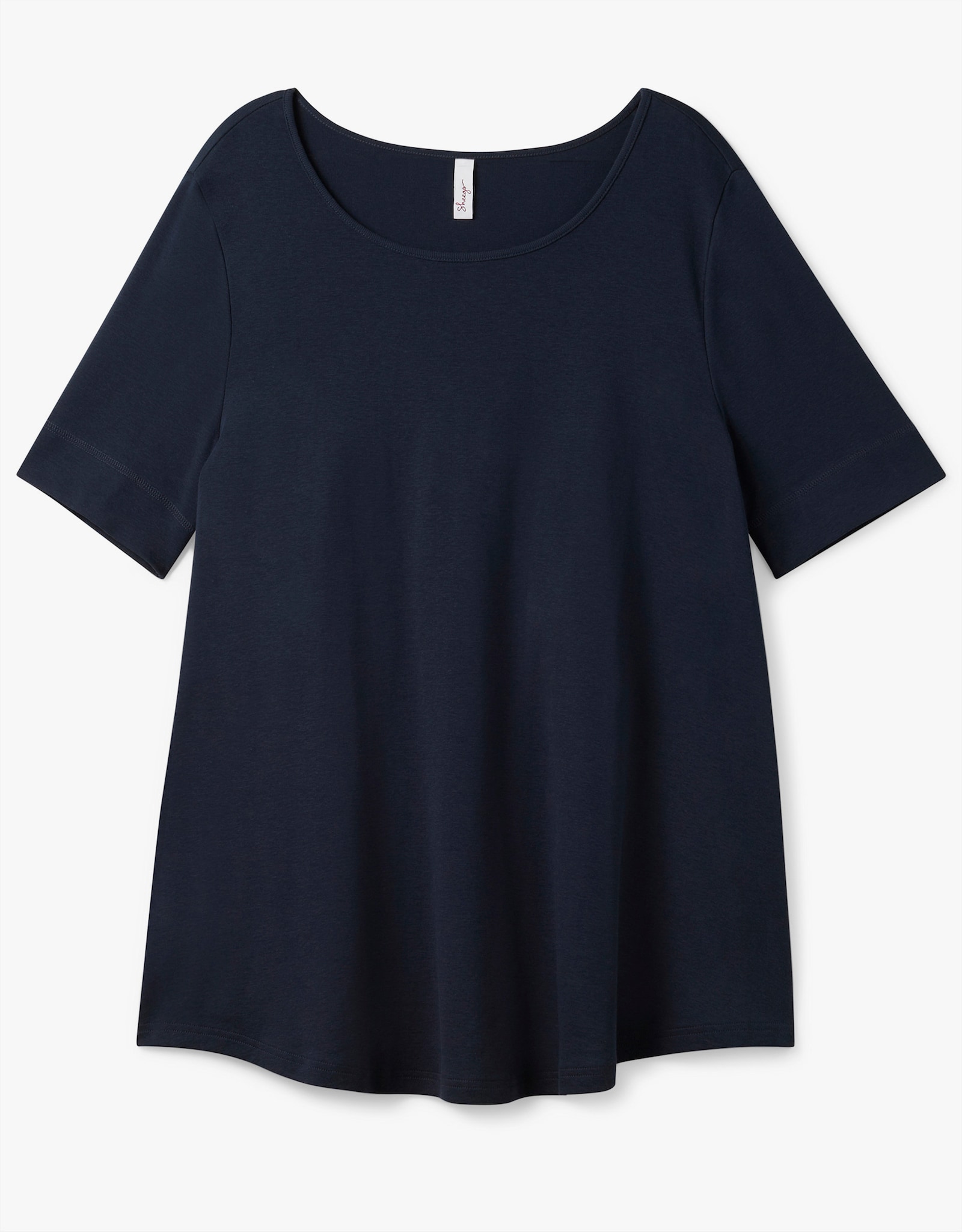 sheego Lang shirt met afgeronde zoom - nachtblauw