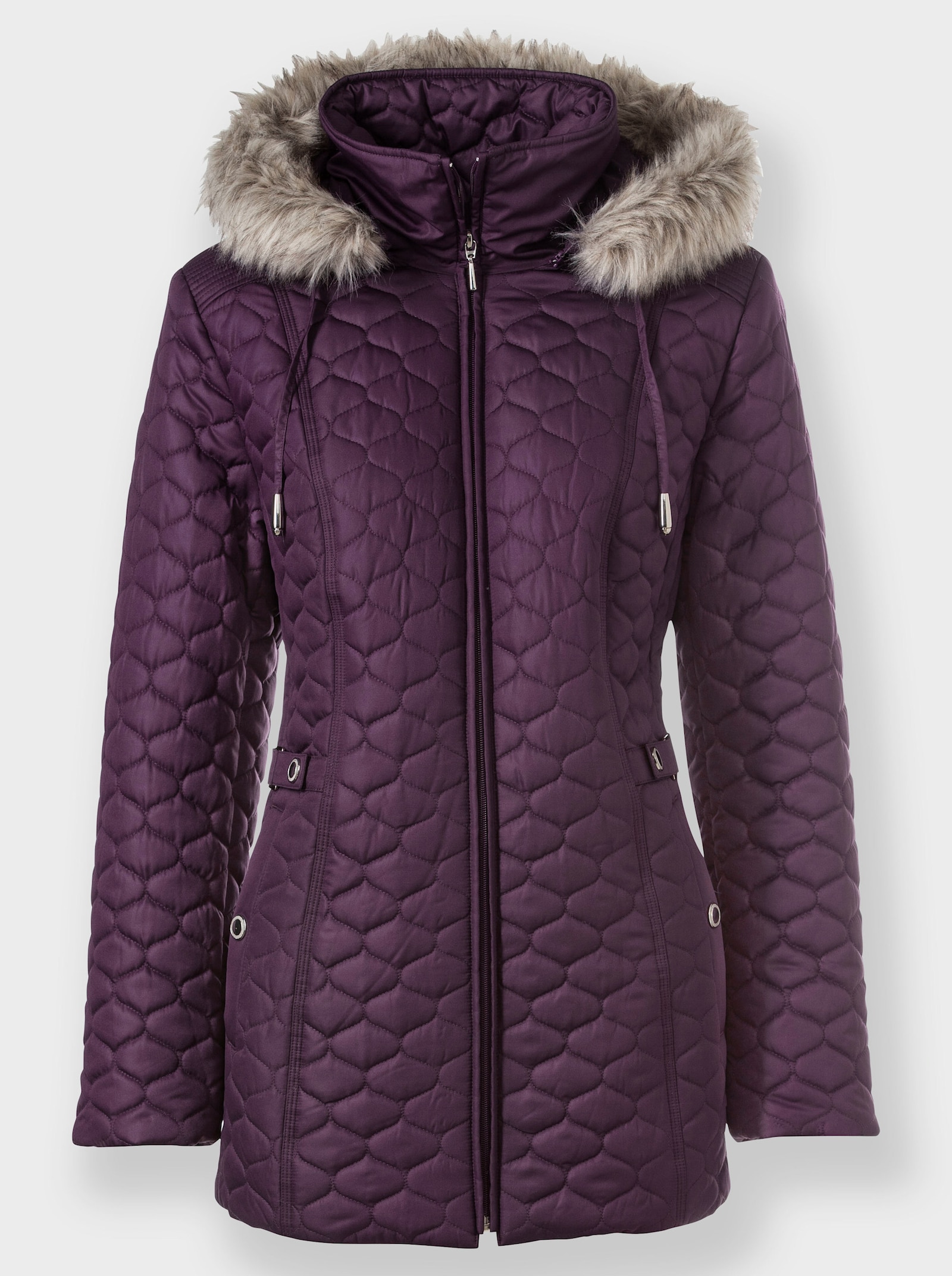 Kapuzenjacke mit Rautensteppung - traube