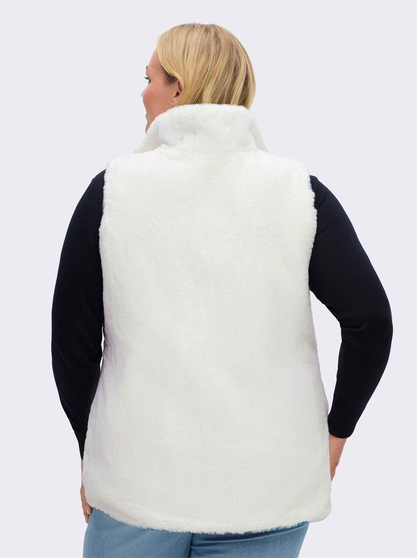 sheego Wendeweste mit Teddyfell - topas-ecru