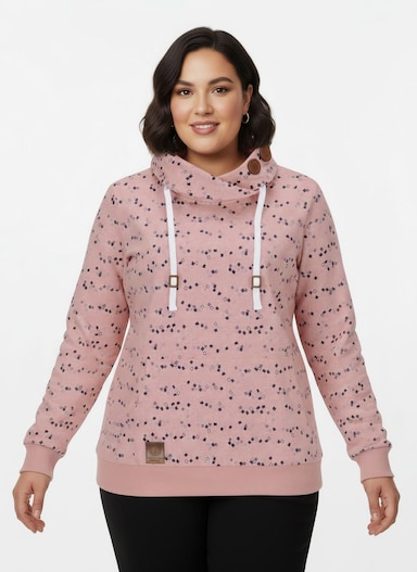 Sweatshirt mit Zierknöpfen - rosenquarz-marine-bedruckt