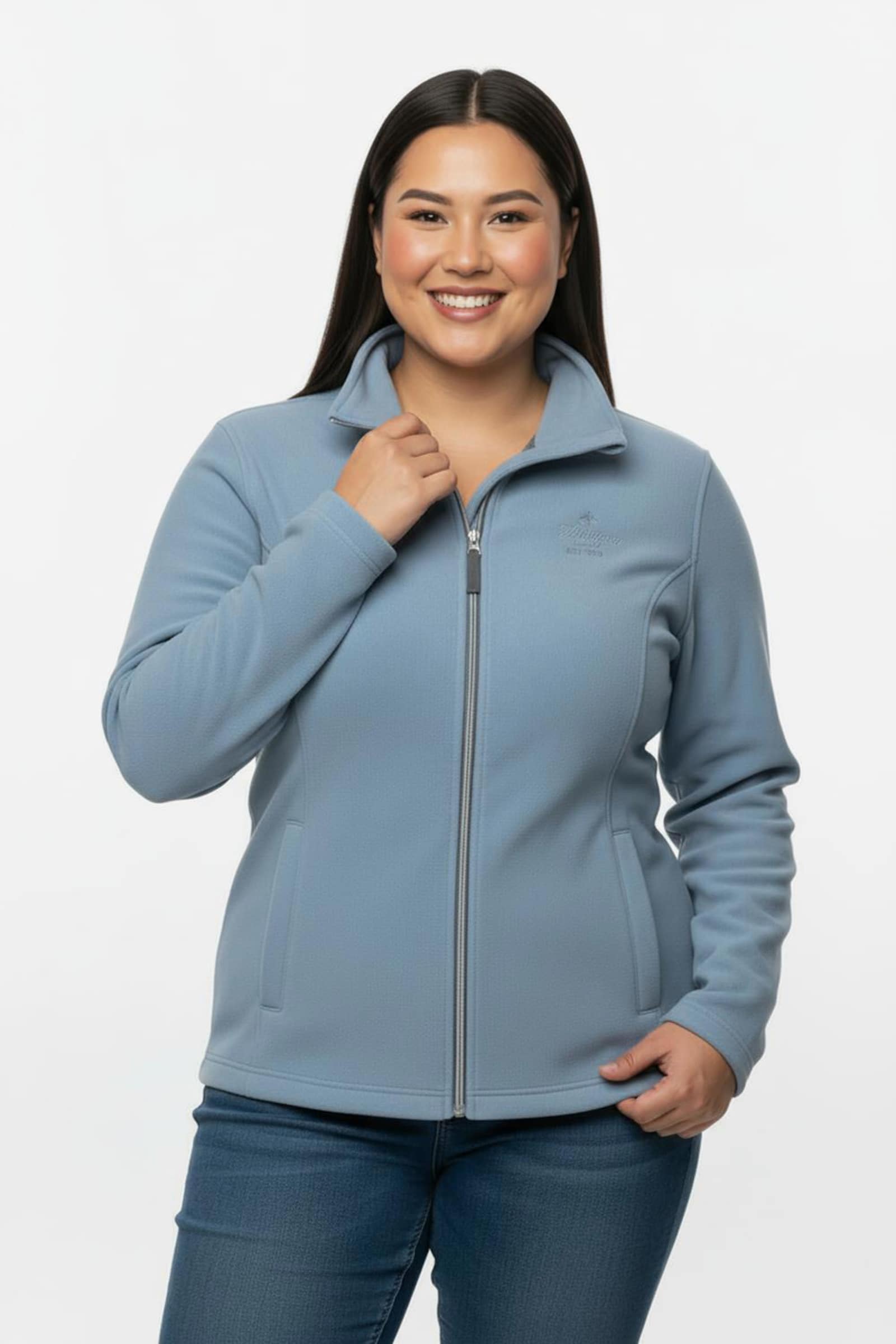 Fleecejacke mit schrägen Reißverschluss-Taschen - bleu