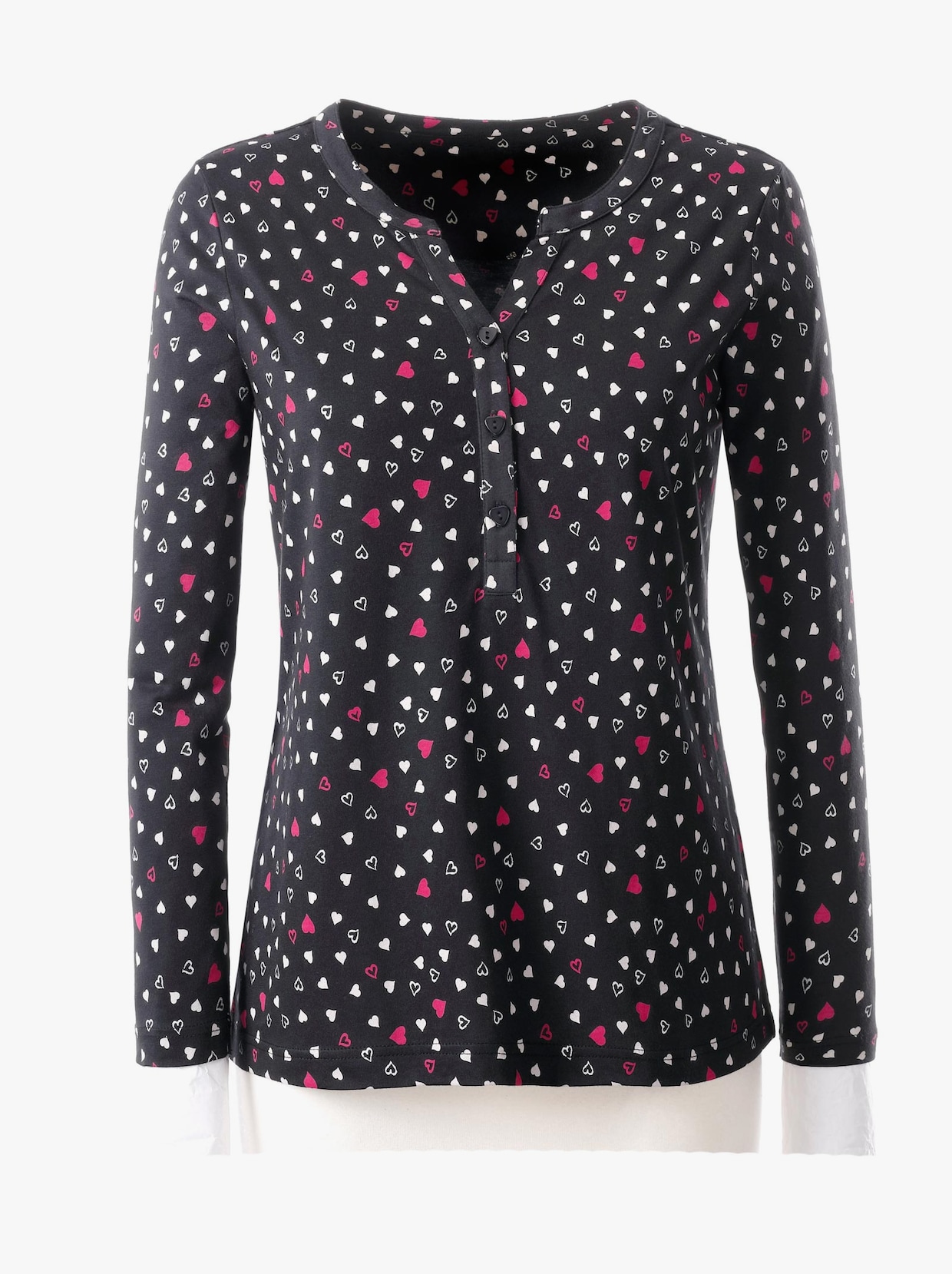 Print-Shirt - schwarz-gemustert