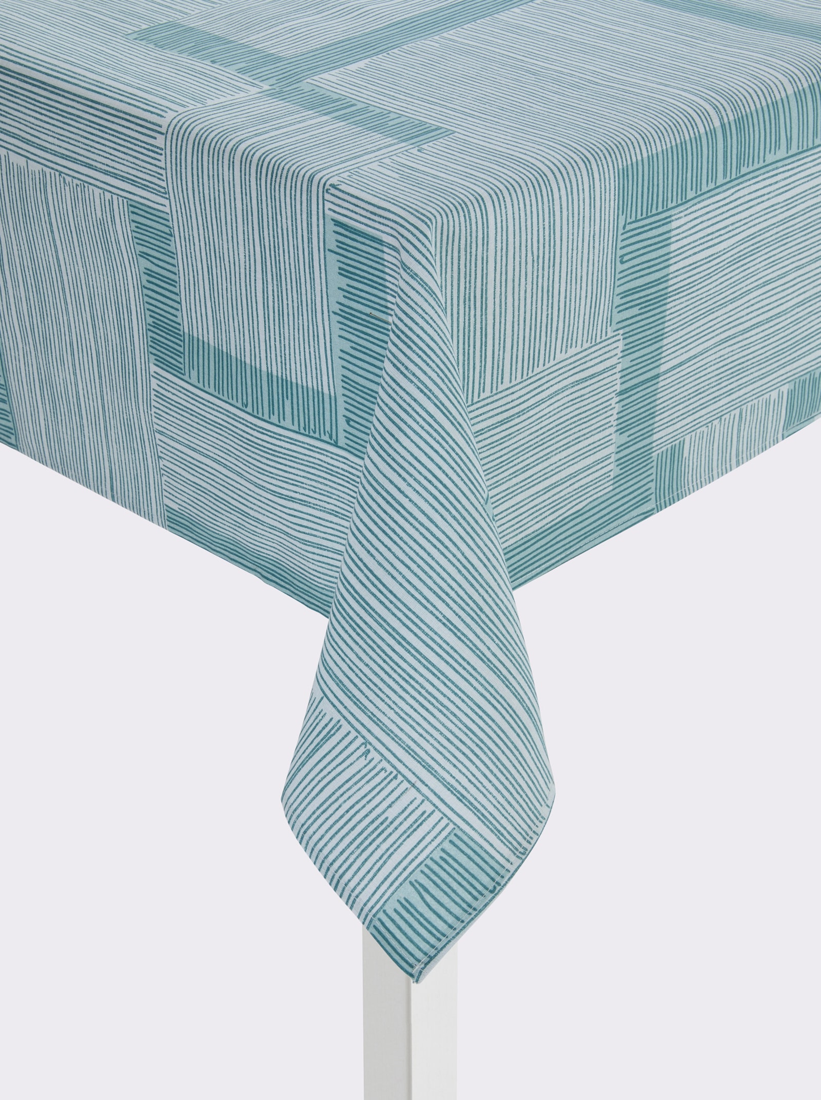 Ubrus - akvamarínová-bílá-potisk