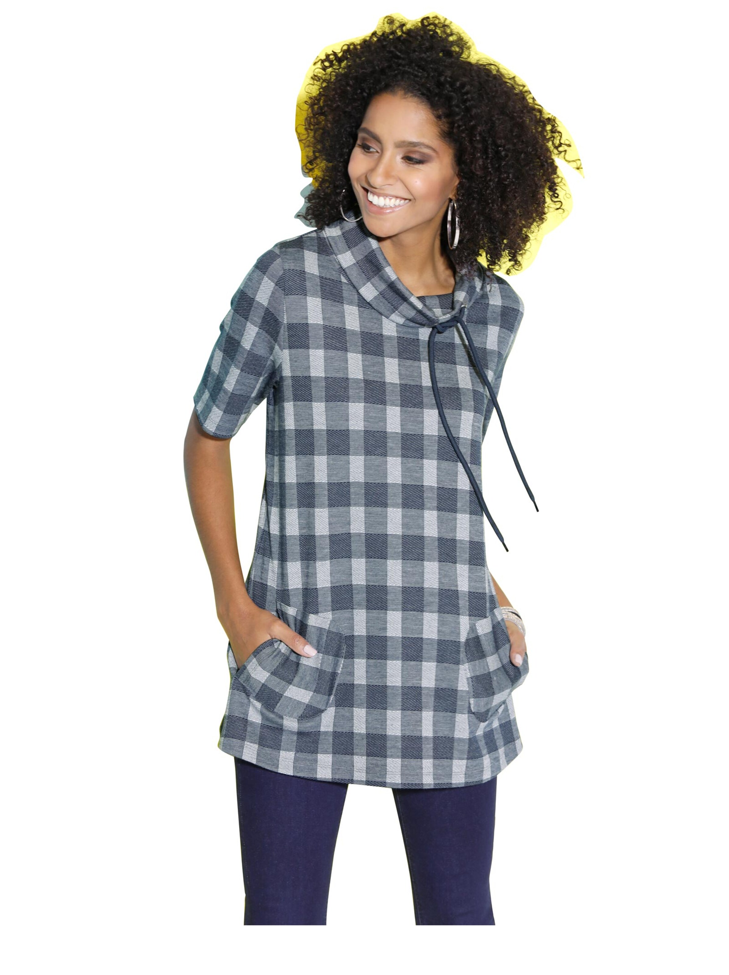 Longshirt - blau-kariert