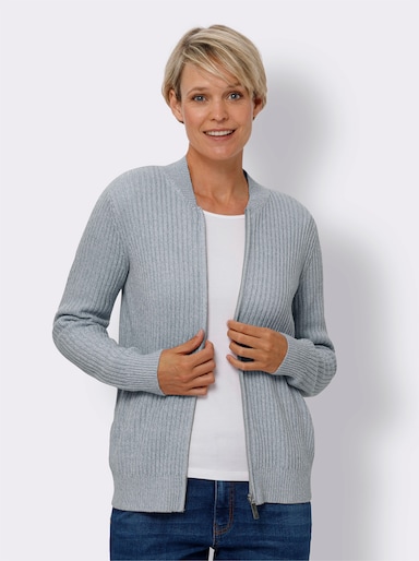 Strickjacke - taubenblau-meliert