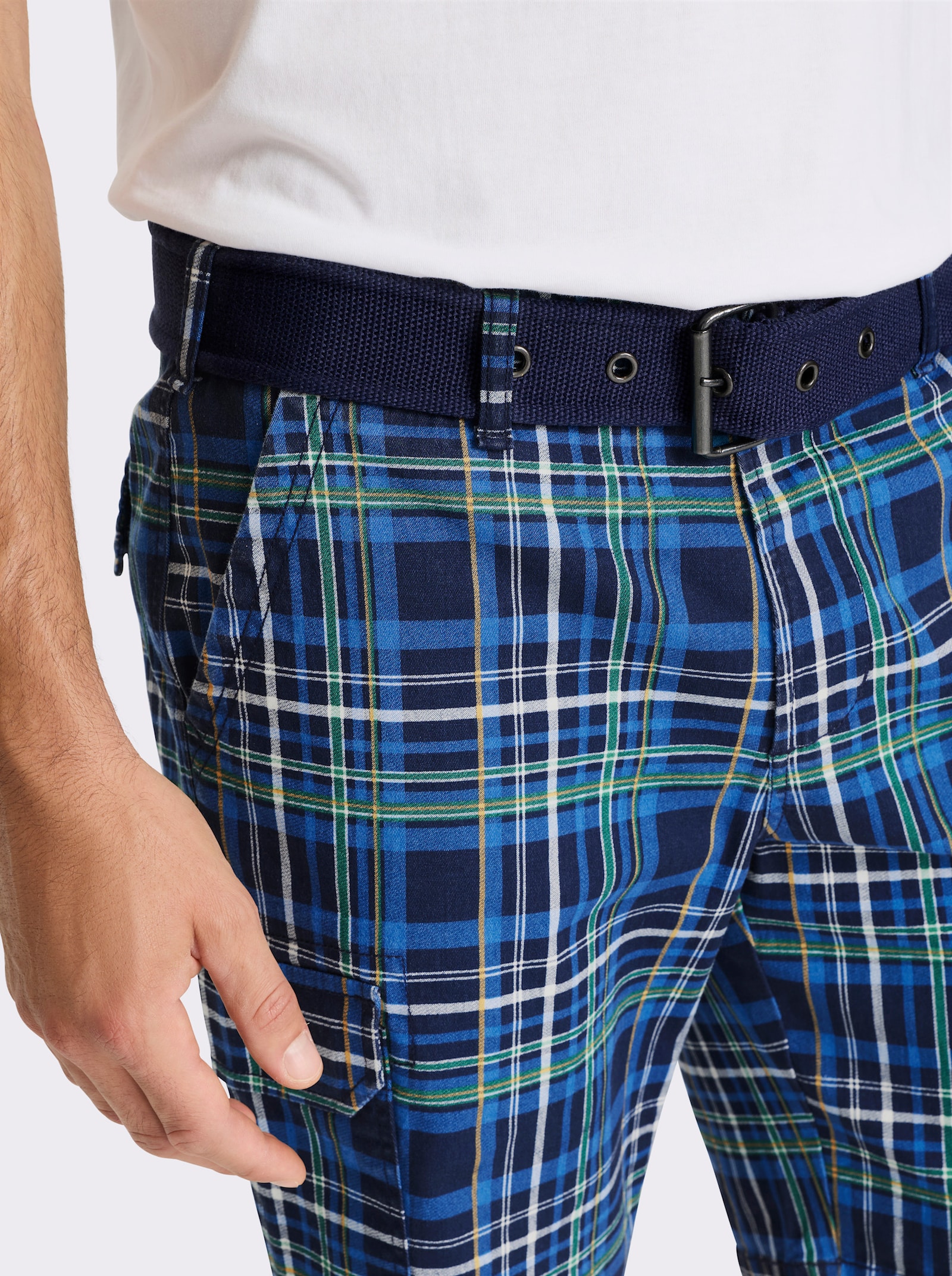 Catamaran Bermudas mit Cargotaschen, kariert - marine-mittelblau-kariert