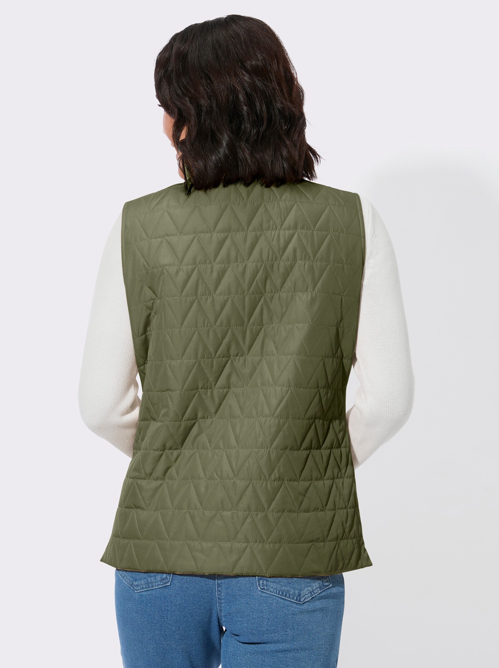 Steppweste mit Stehkragen - oliv