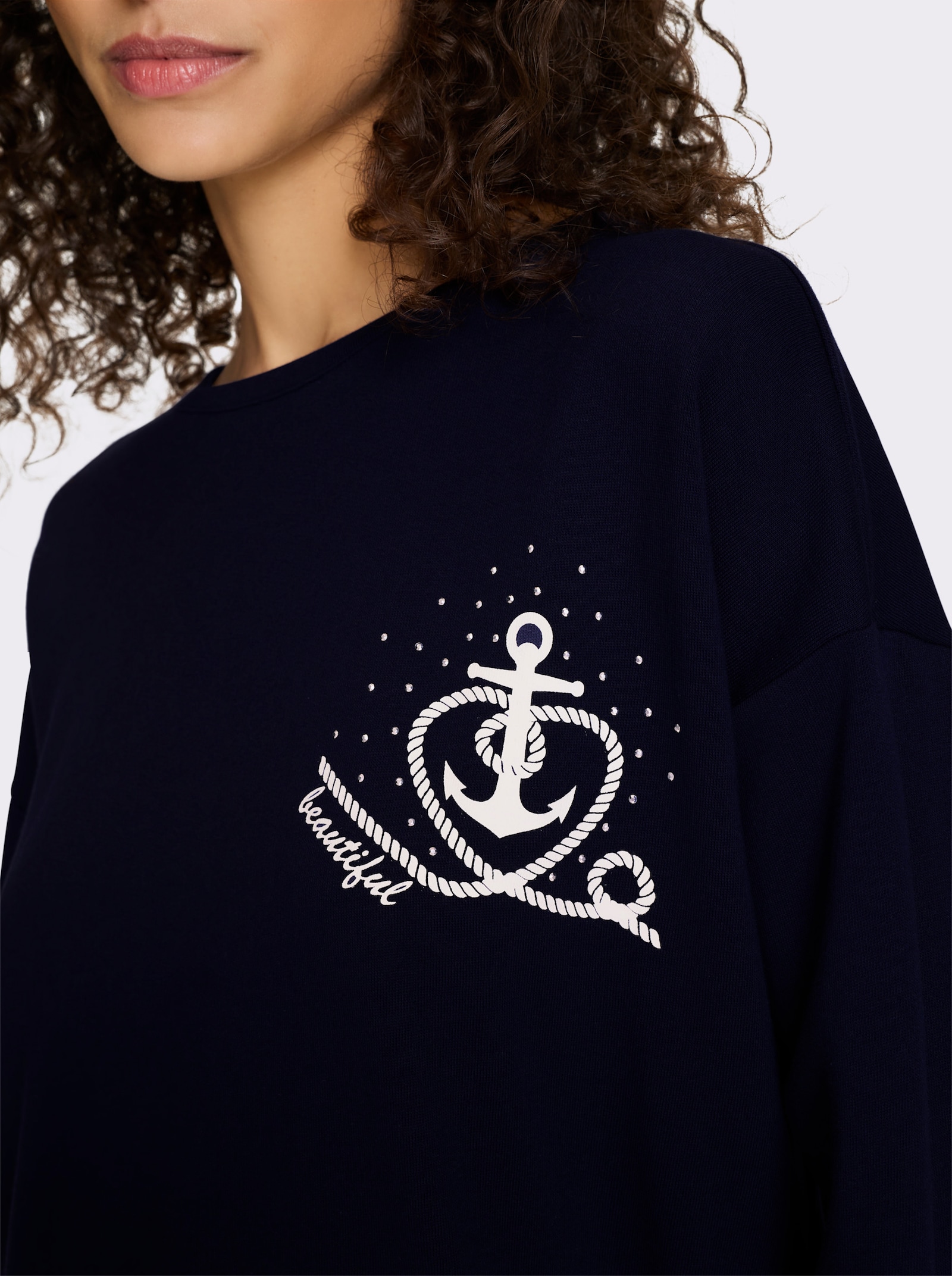 heine Sweatshirt mit Anker-Motiv - marine