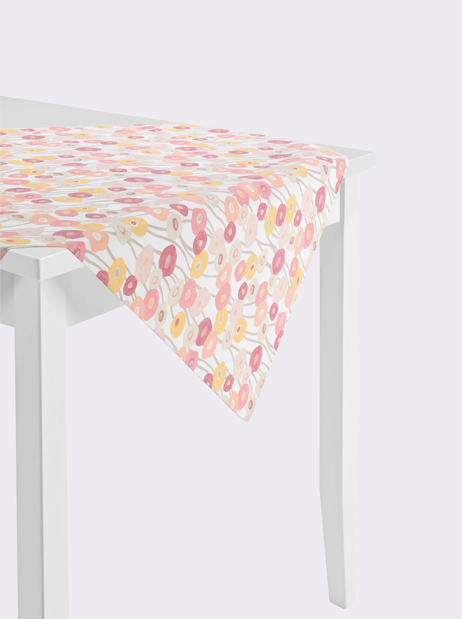 Tischdecke - weiß-apricot-bedruckt