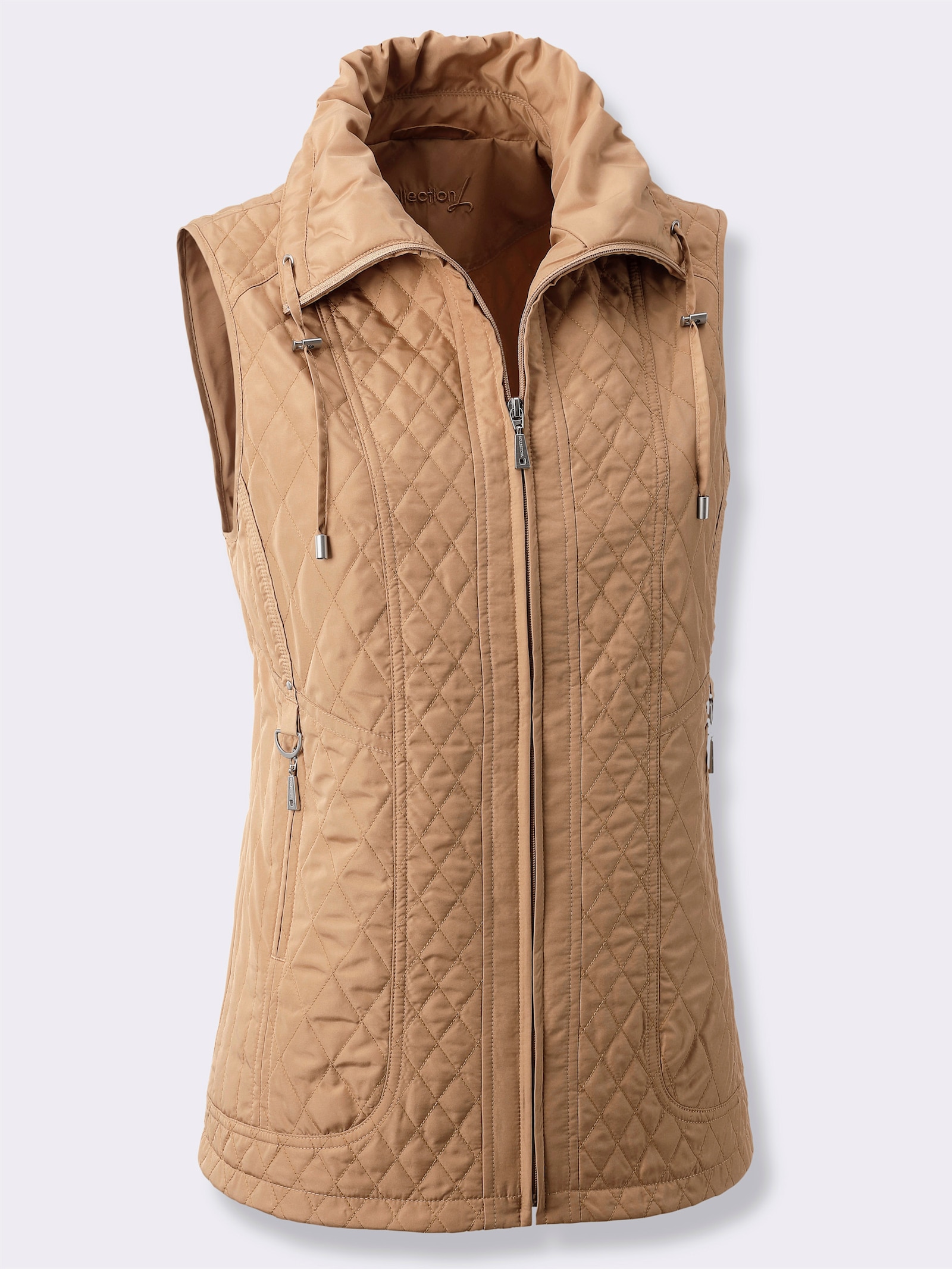 Bodywarmer van microgaren - camel