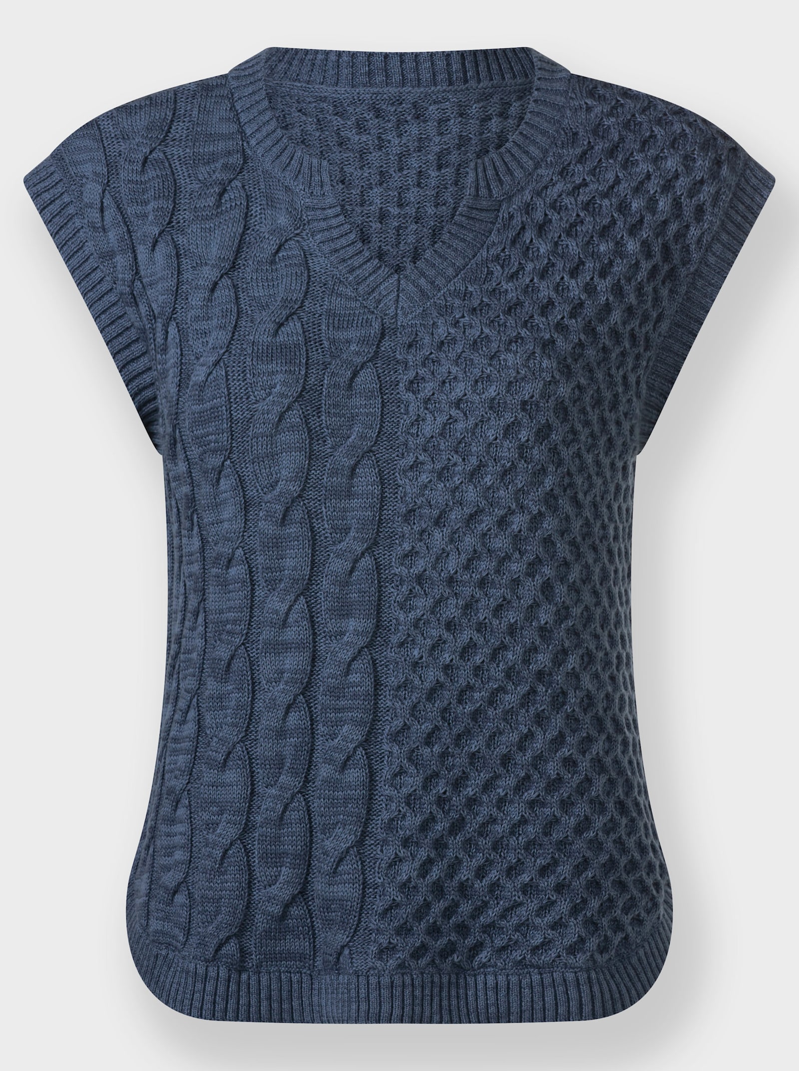 Pullunder mit Rauten- und Zopfmuster - rauchblau