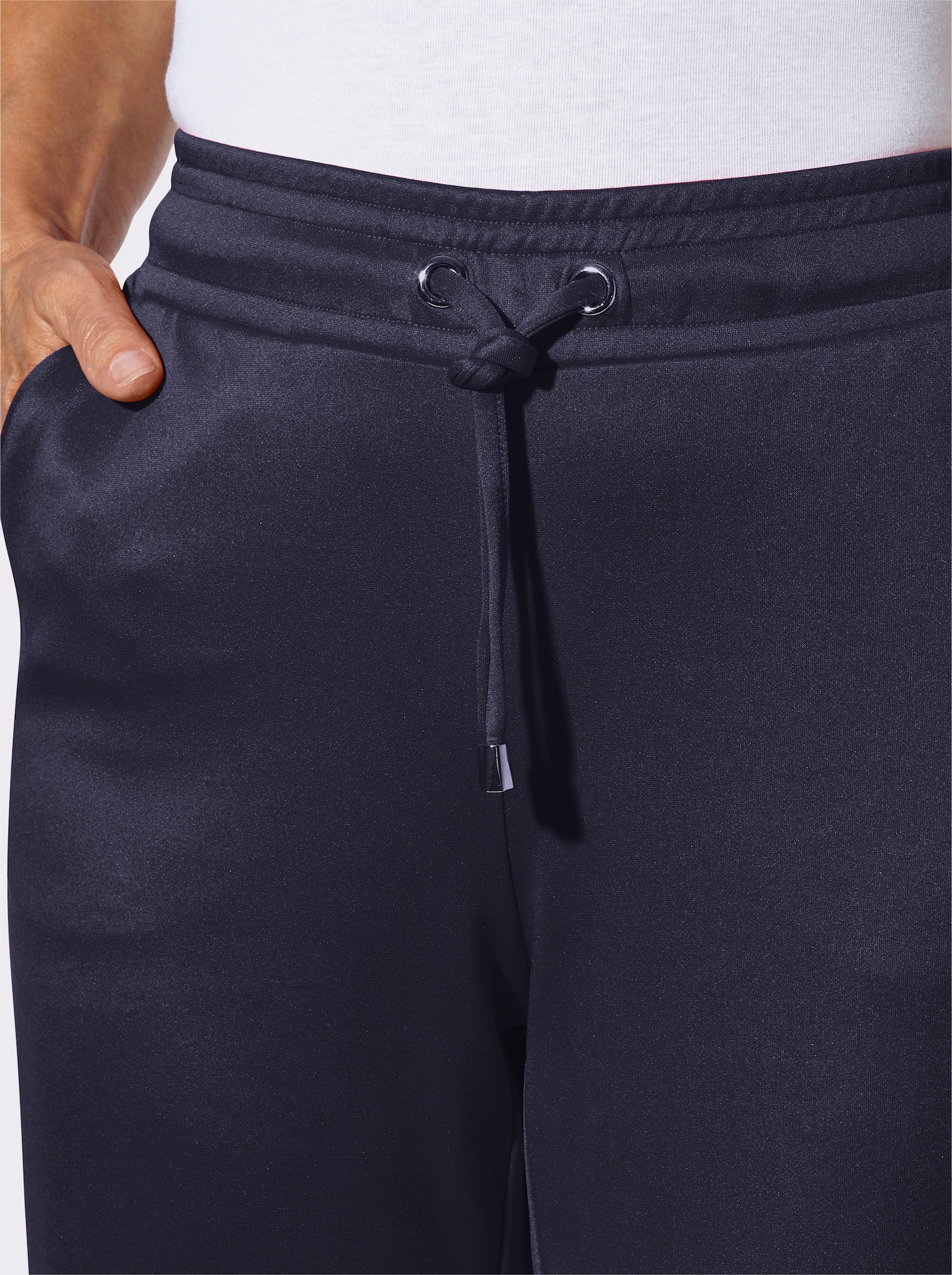 Jerseybroek met verstelbaar tunnelkoord op de zoom - marine