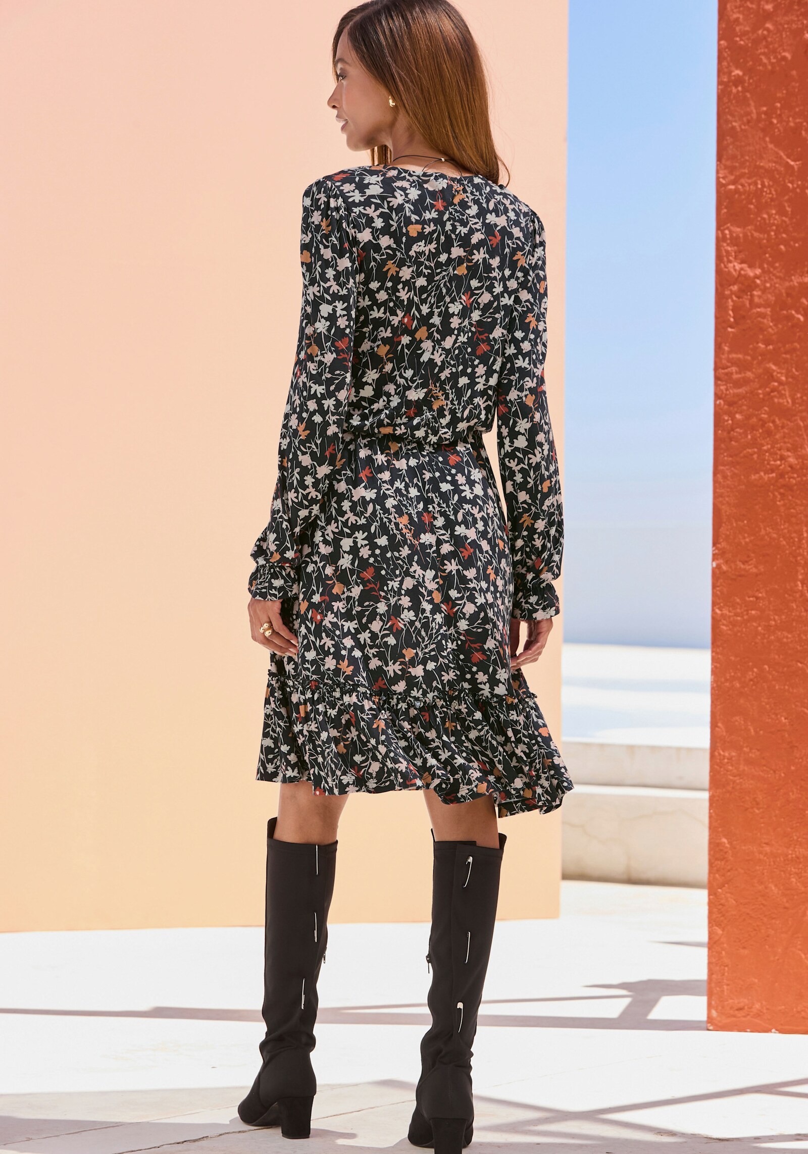 LASCANA Jerseykleid - schwarz bedruckt