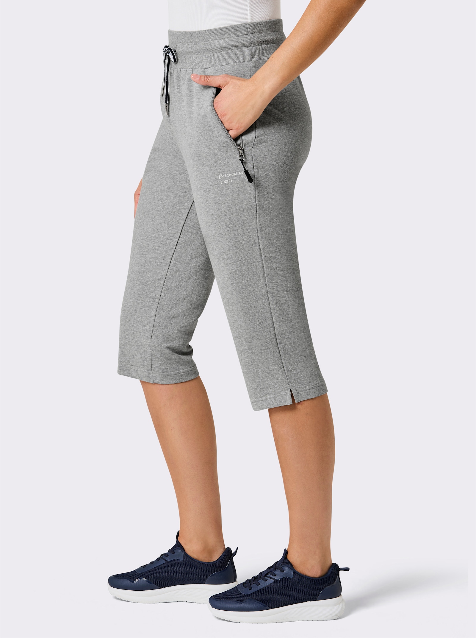 Catamaran Sports Freizeithose in Caprilänge - grau-meliert