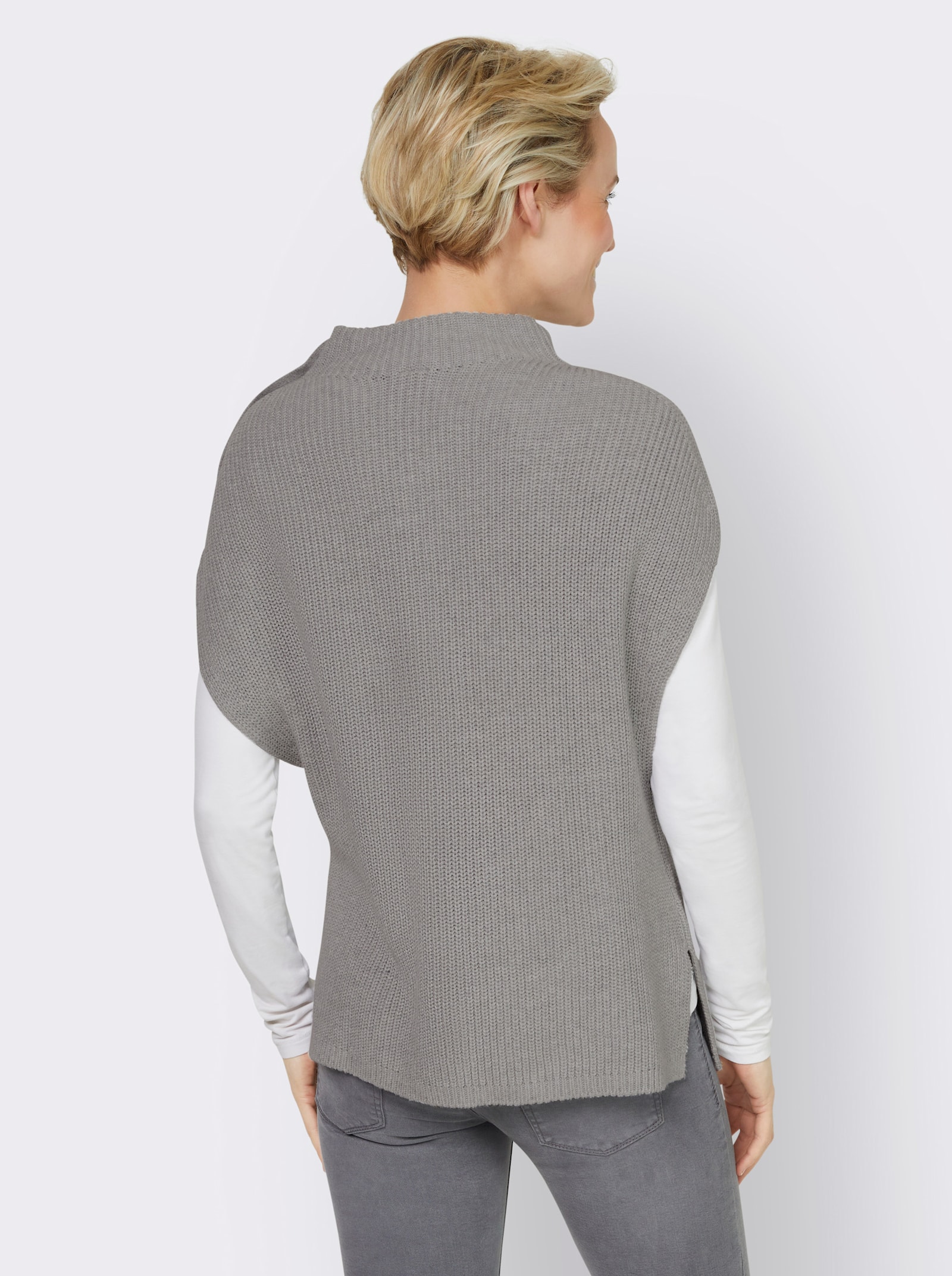 heine Pullunder mit Zierknopfleiste - grau-meliert