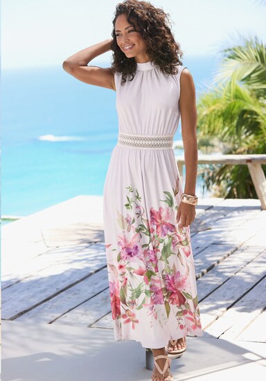 LASCANA Maxikleid - rosé bedruckt