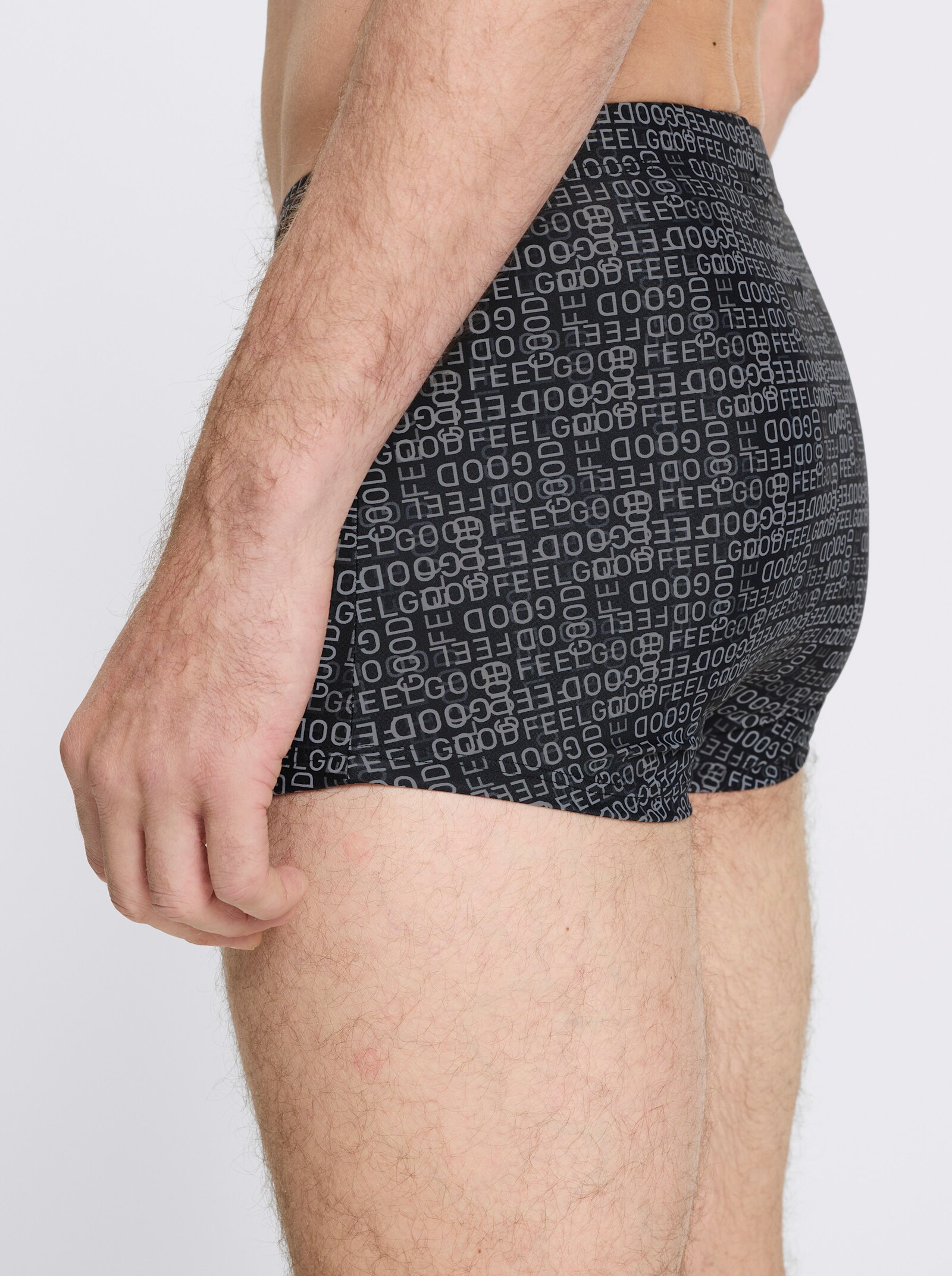 feel good Badehose mit Reißverschluss-Tasche - schwarz-grau