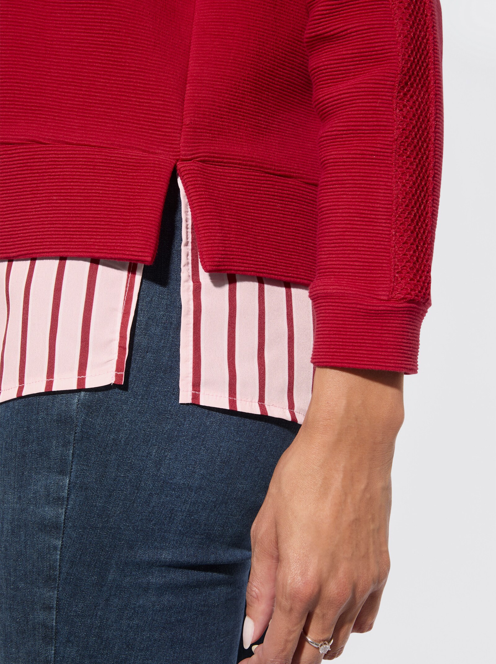 Sweatshirt in 2-in-1-Optik - rot-hellrosé