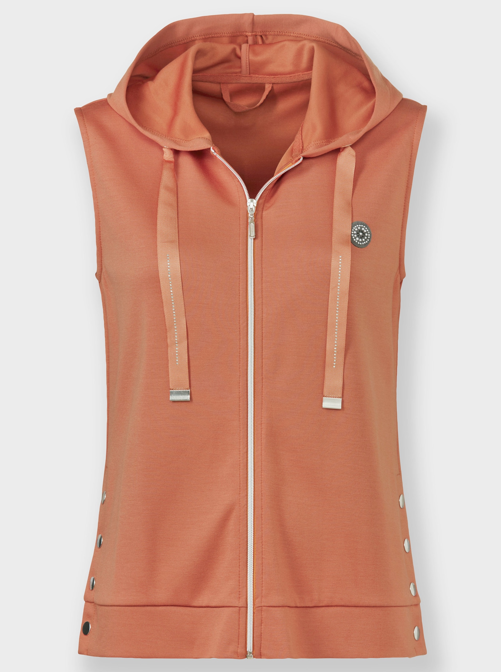 Sweatvest met drukknopen in de zijsplitten - papaya