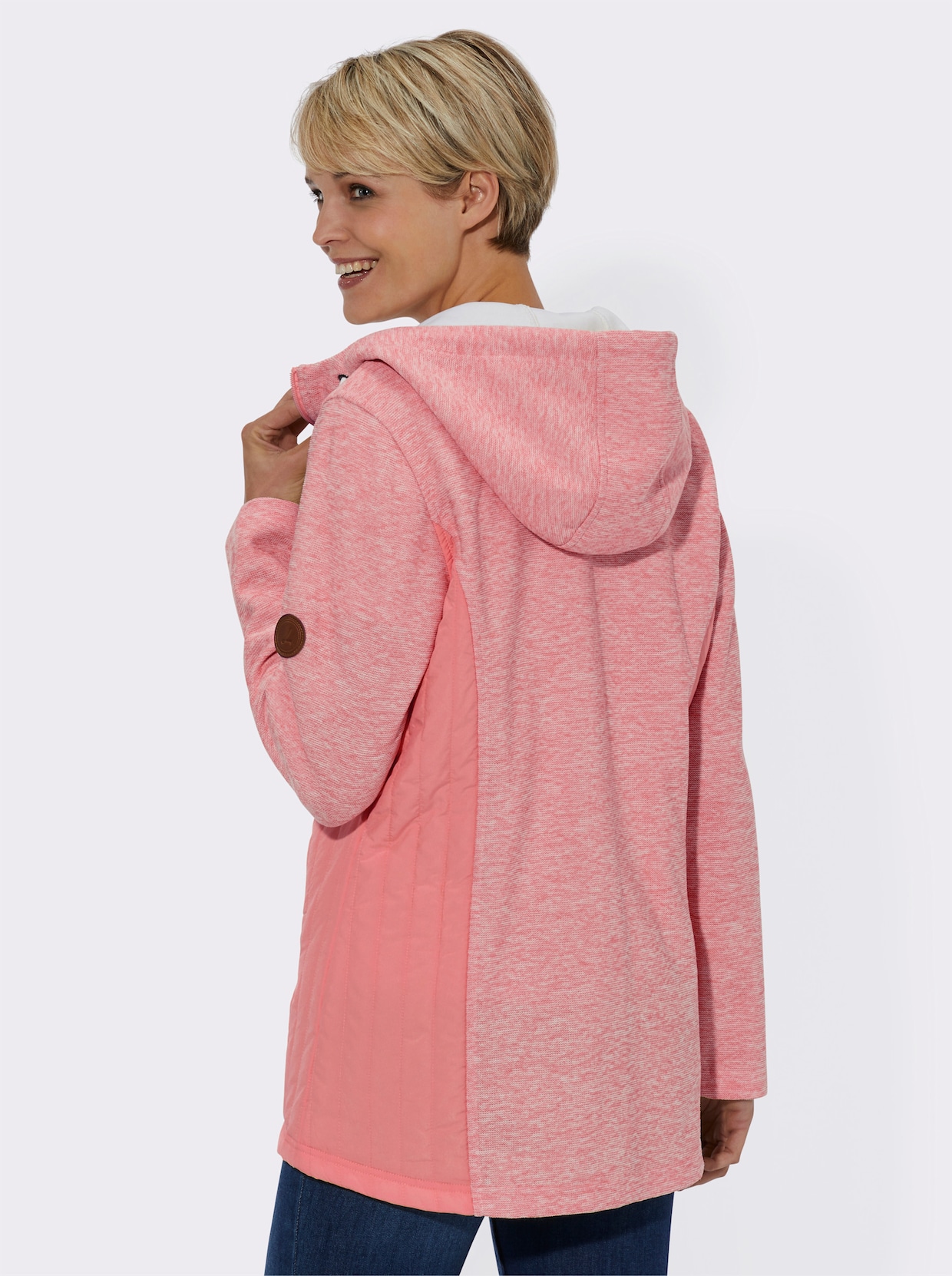 Strickfleecejacke - flamingo-weiss-meliert