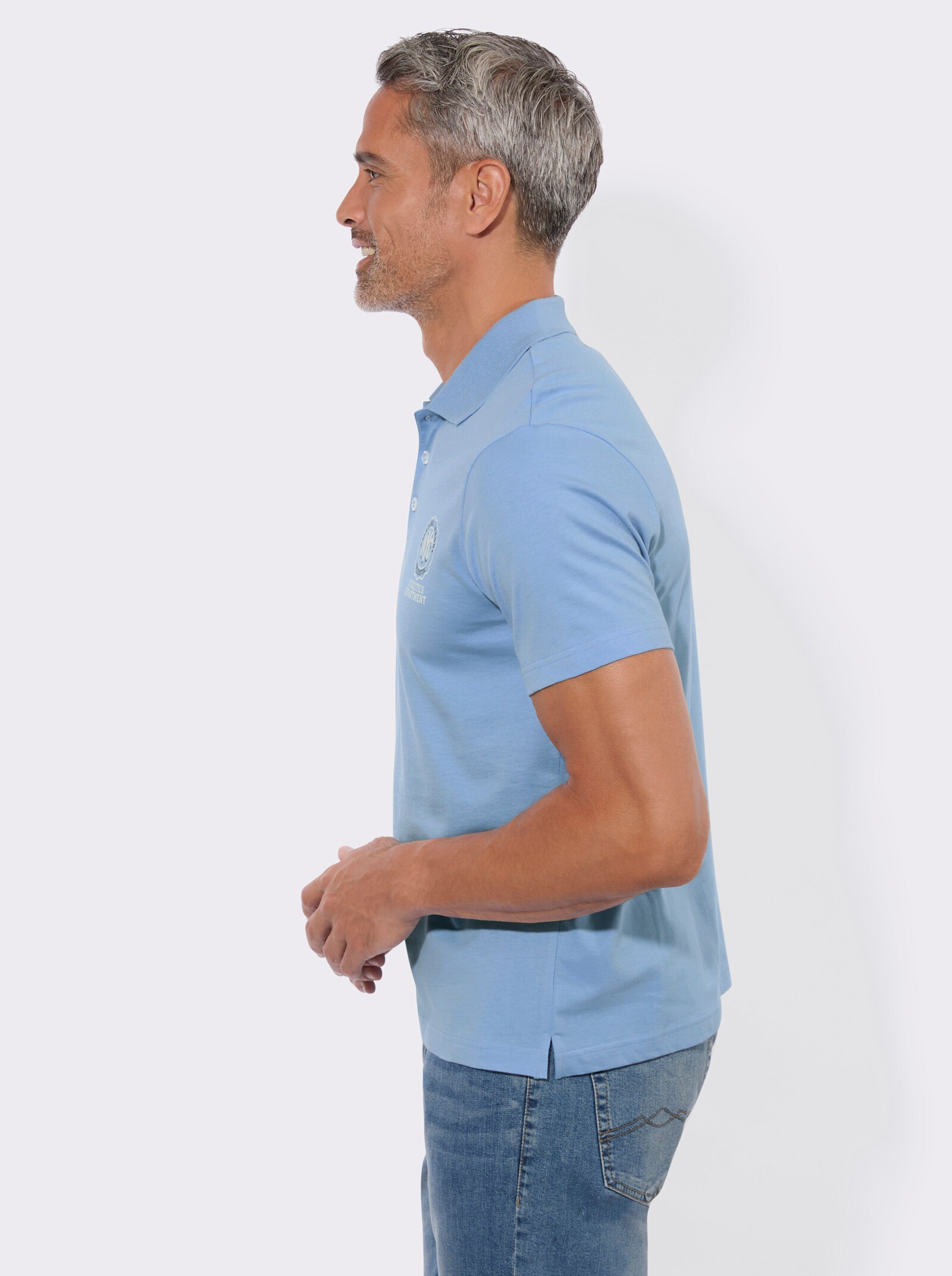 Poloshirt mit Druck-Motiv - himmelblau