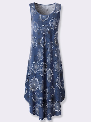 Druckkleid - rauchblau-graphit-bedruckt